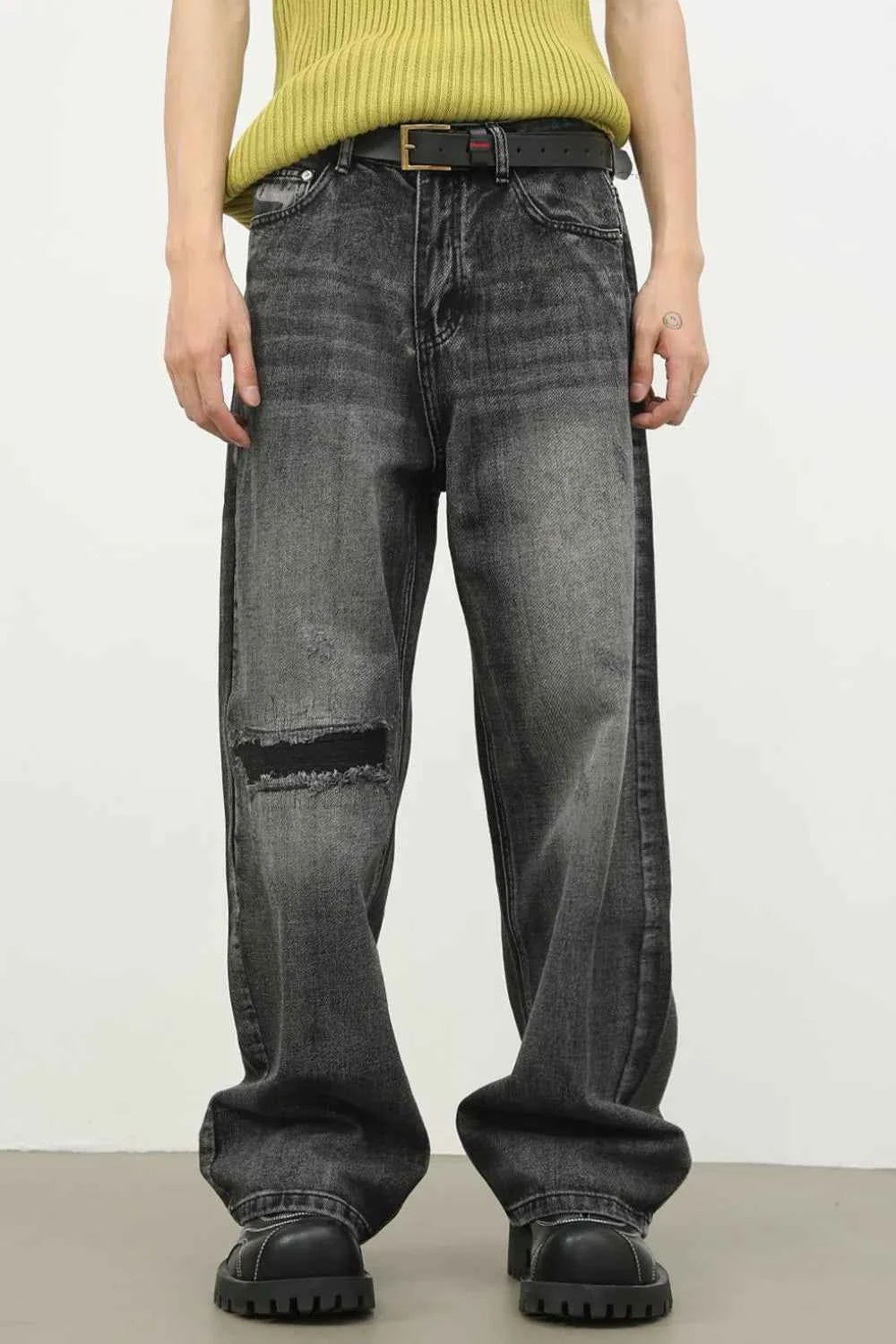 Signature Men's Distressed Jeans with Pockets Dark S