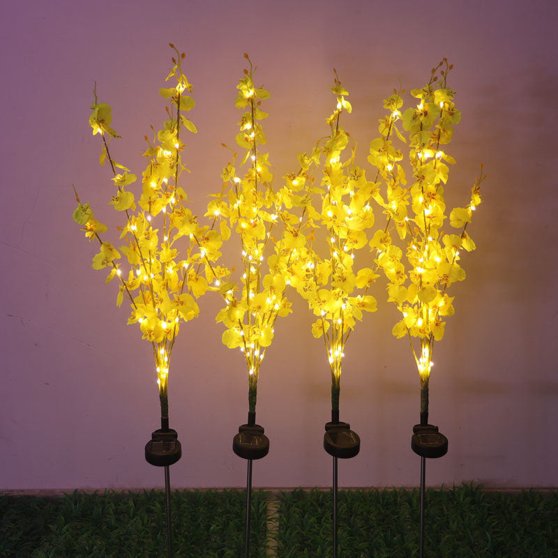 LED Solar Simulation Plant Lamp Luminous Phalaenopsis Outdoor Courtyard Lawn Decorative Ground Plug Lamp