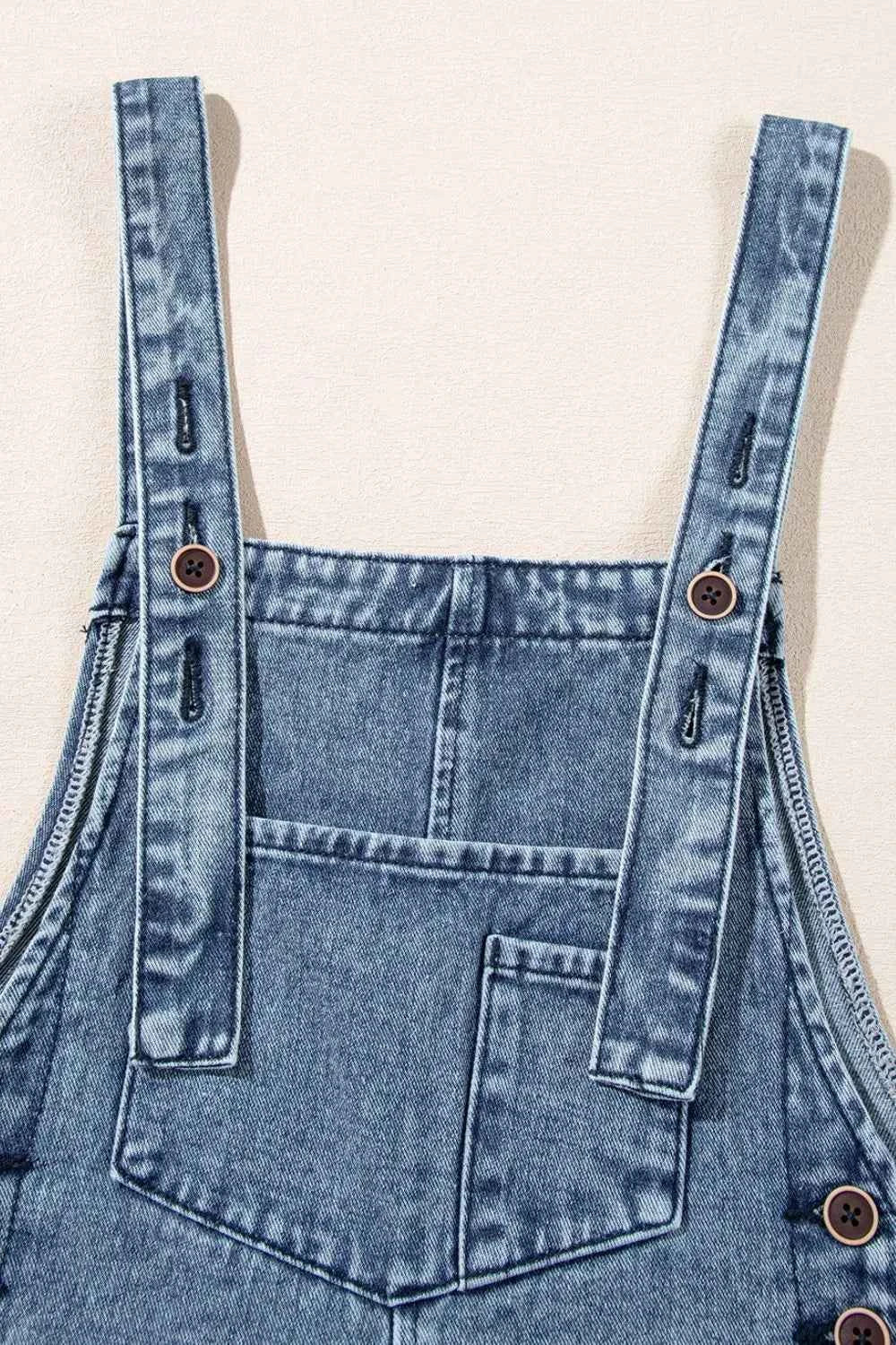 Distressed Bib Pocket Wide Leg Denim Overalls