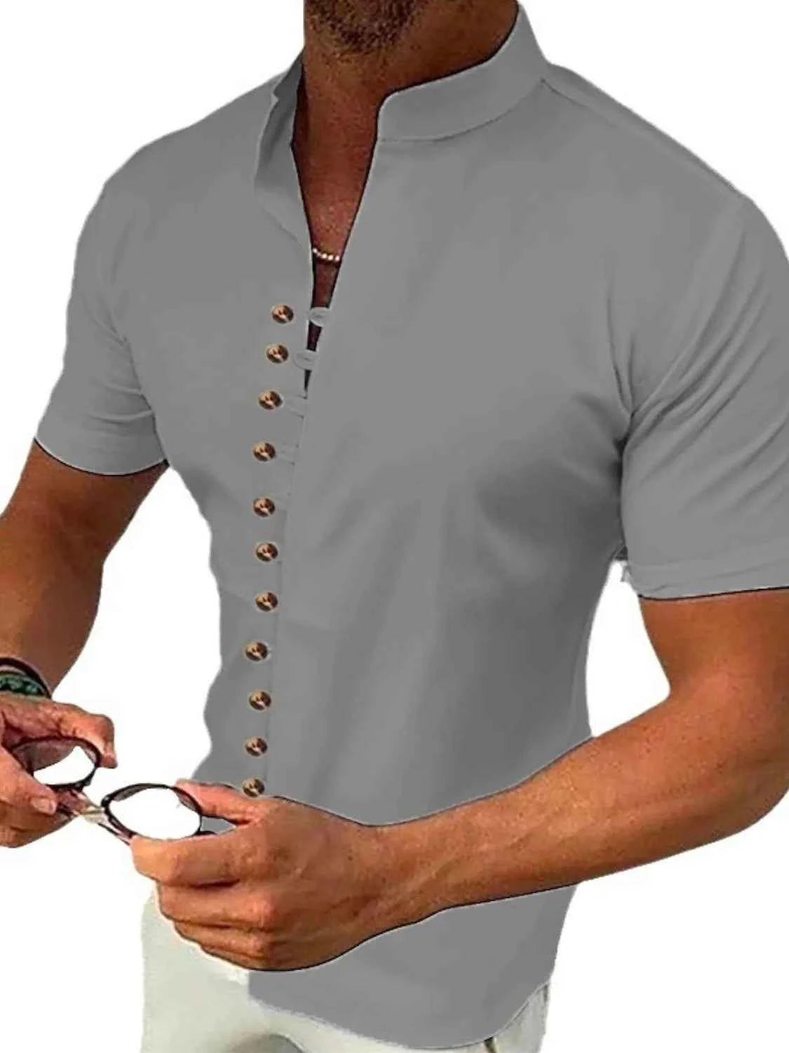 Men's Full Size Button Up Short Sleeve Shirt Plus Size