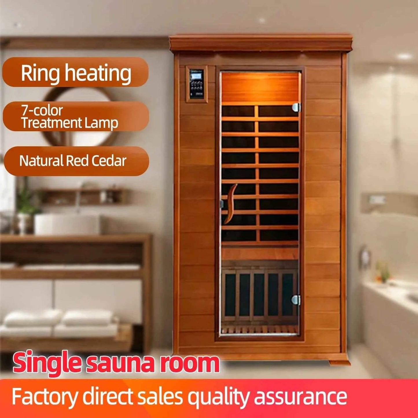 UltraLux 1-Person Infrared Sauna with 7-Color Treatment Lamp