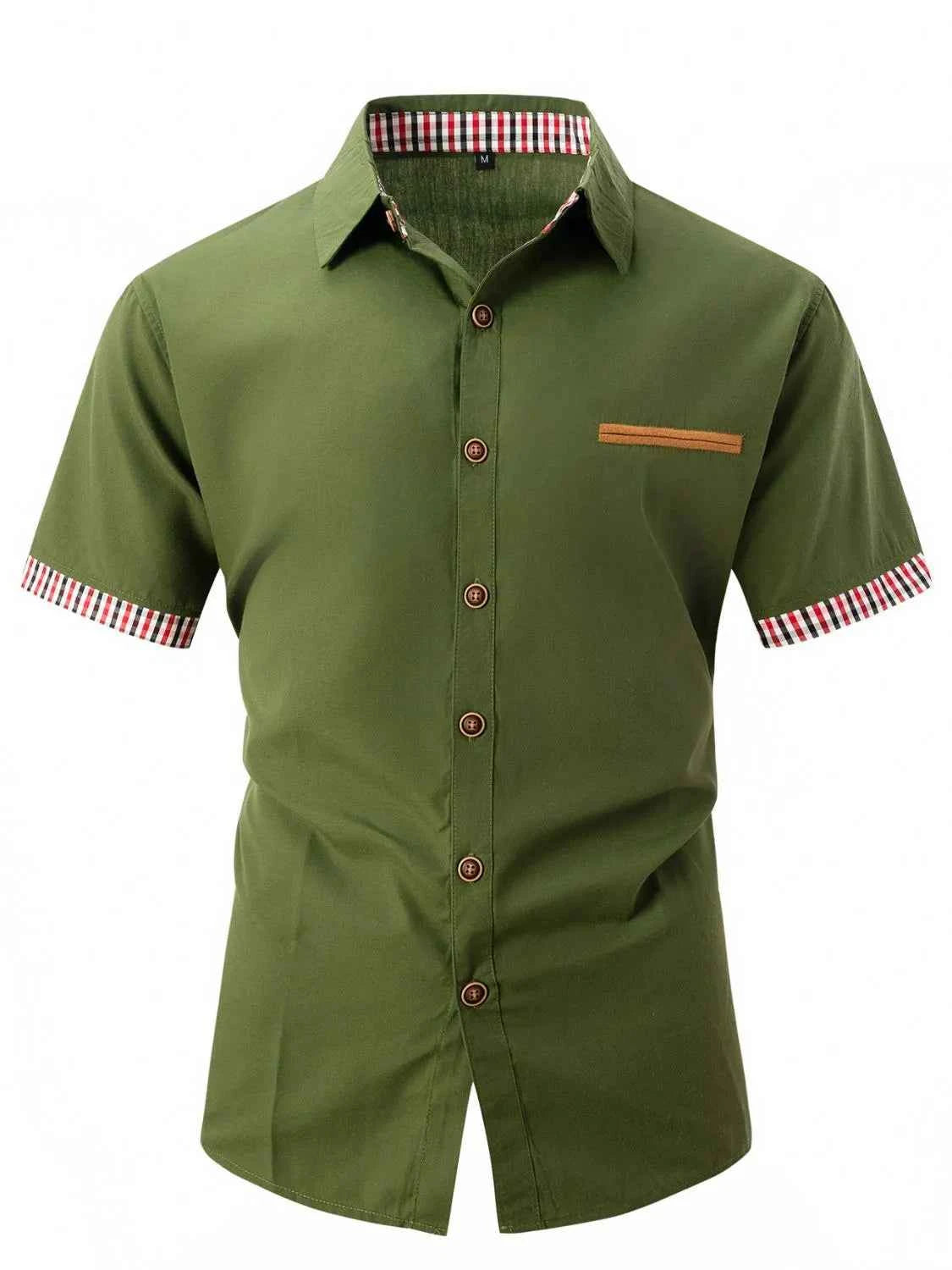 Men's Full Size Button Up Short Sleeve Shirt Plus Size Moss
