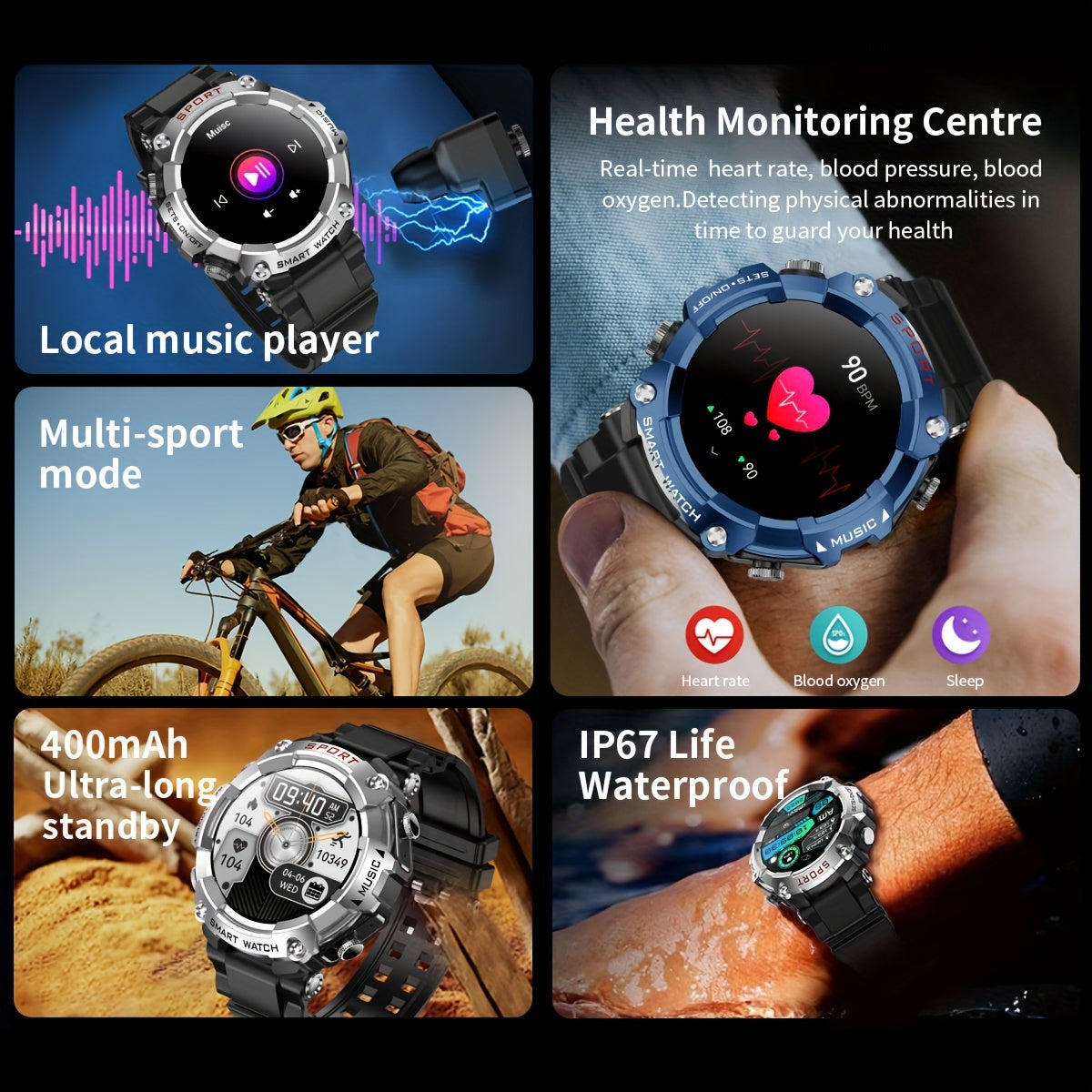 SmartFit Pro: All-in-One Smart Watch with TWS Earbuds, Fitness Tracker & MP3 Player