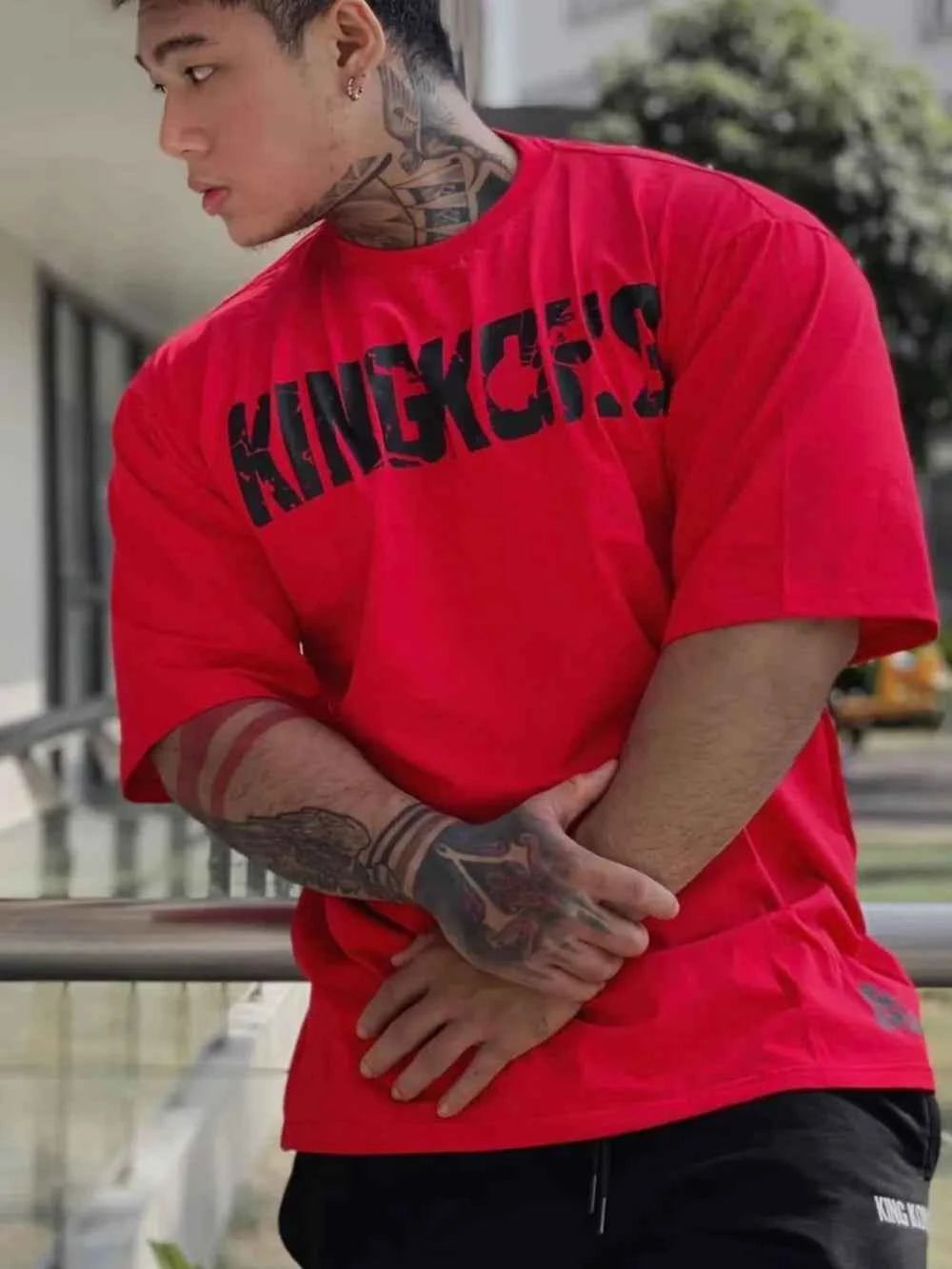 Men's Plus Size Round Neck Half Sleeve T-Shirt Red