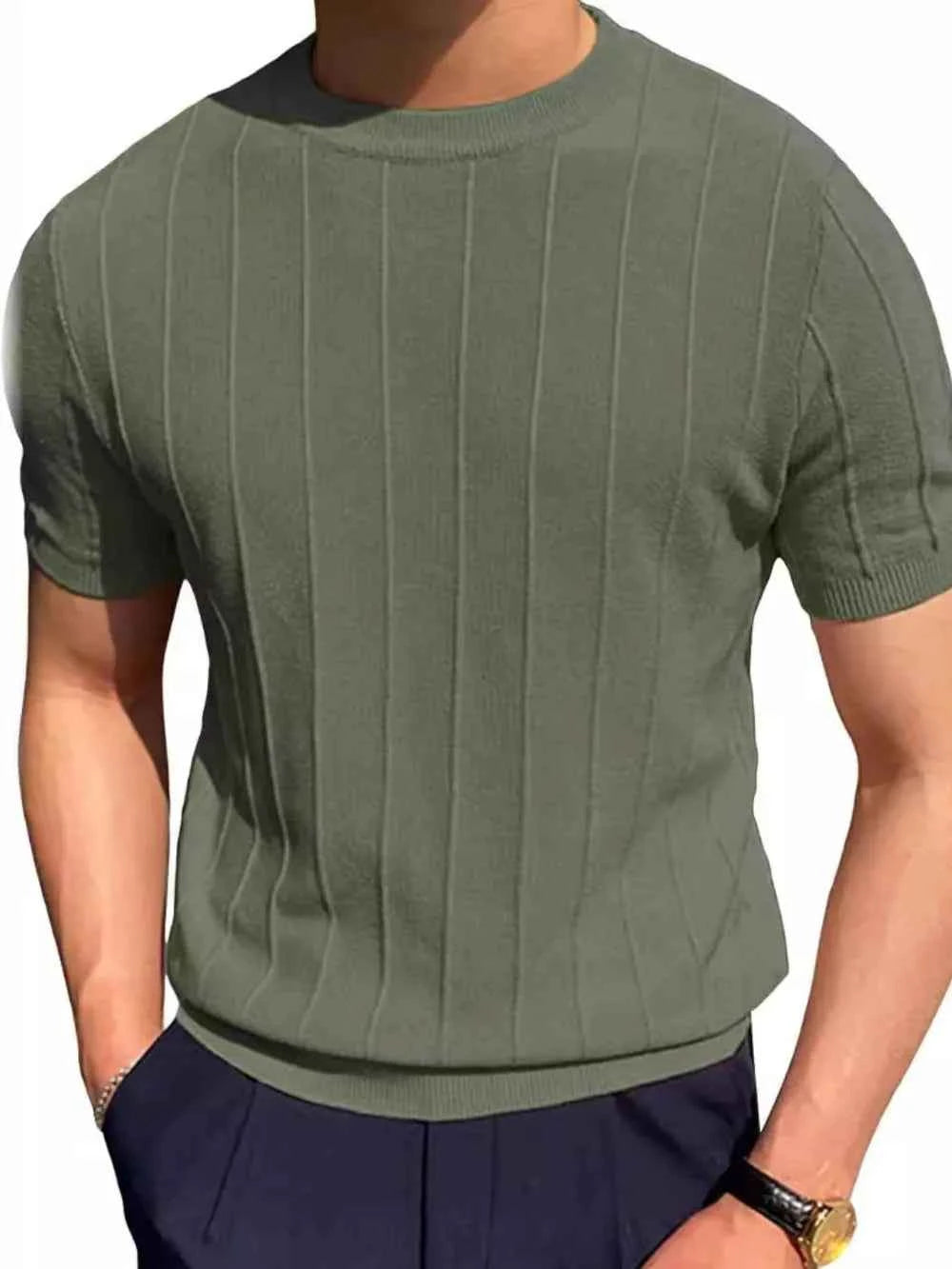 Men's Full Size Round Neck Short Sleeve T-Shirt Plus Size Sage