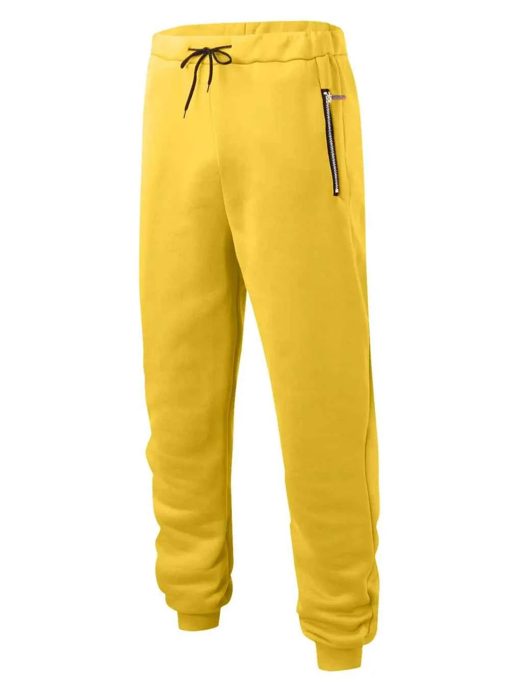 Men's Full Size Drawstring Pants with Pockets Plus Size Yellow