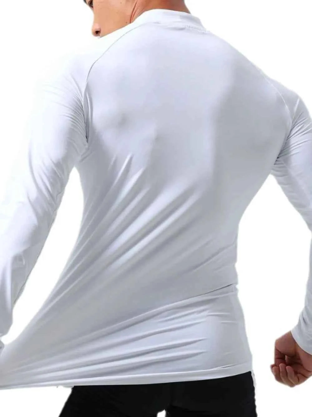 Men's Plus Size Mock Neck Long Sleeve T-Shirt