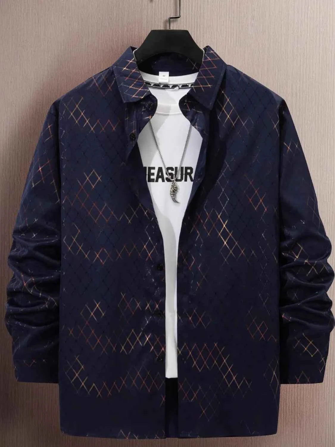 Men's Full Size Button Up Long Sleeve Shirt Plus Size