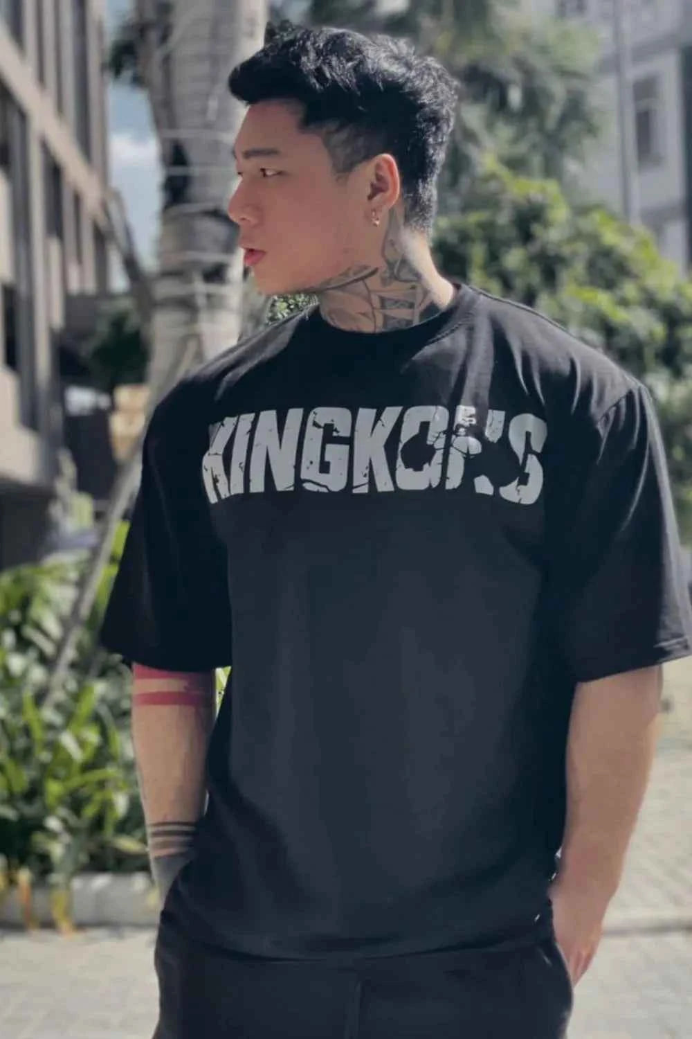 Men's Plus Size Round Neck Half Sleeve T-Shirt Black