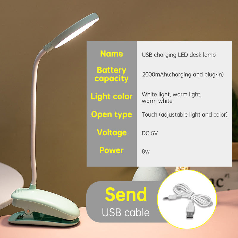 Rechargeable LED Desk Lamp - Eye Protection & Dual Purpose Clamp for Dorms & Bedrooms