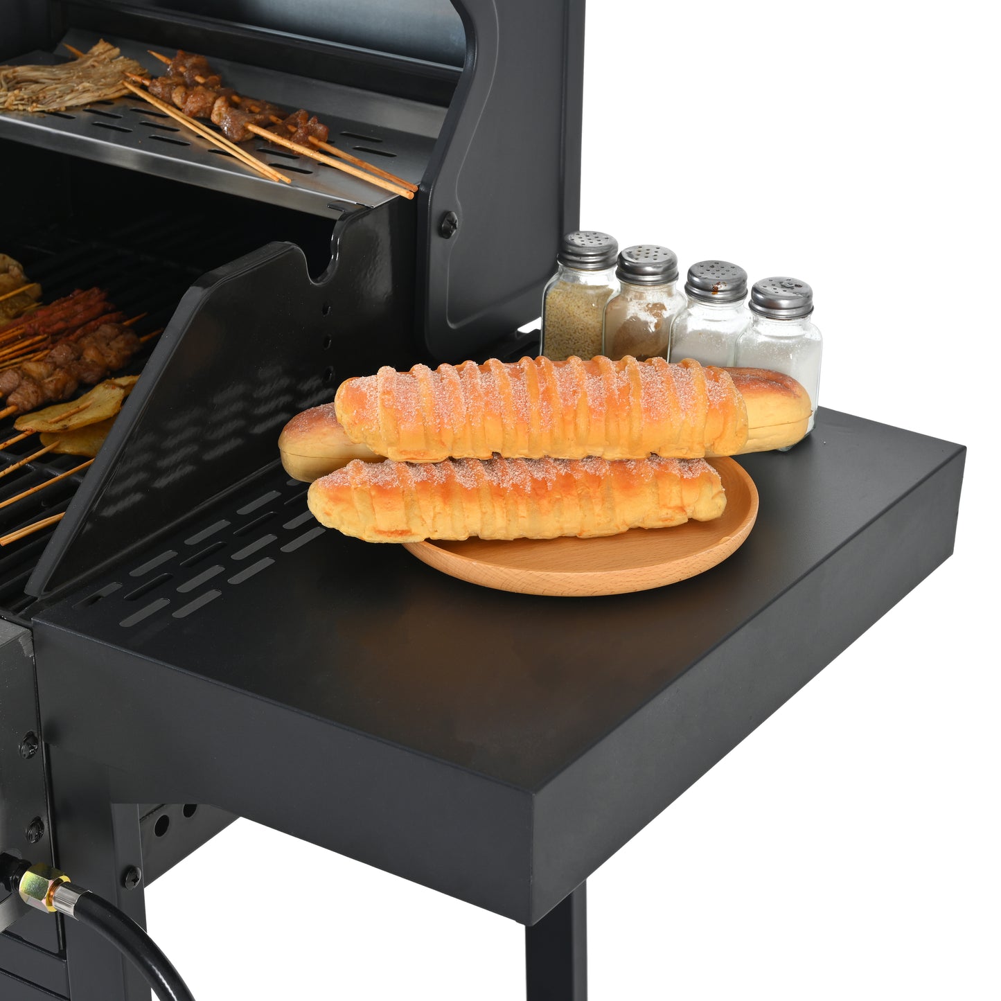 Multi Function Burner Gas Grill Barbecue Frying Pizza Covered Combination