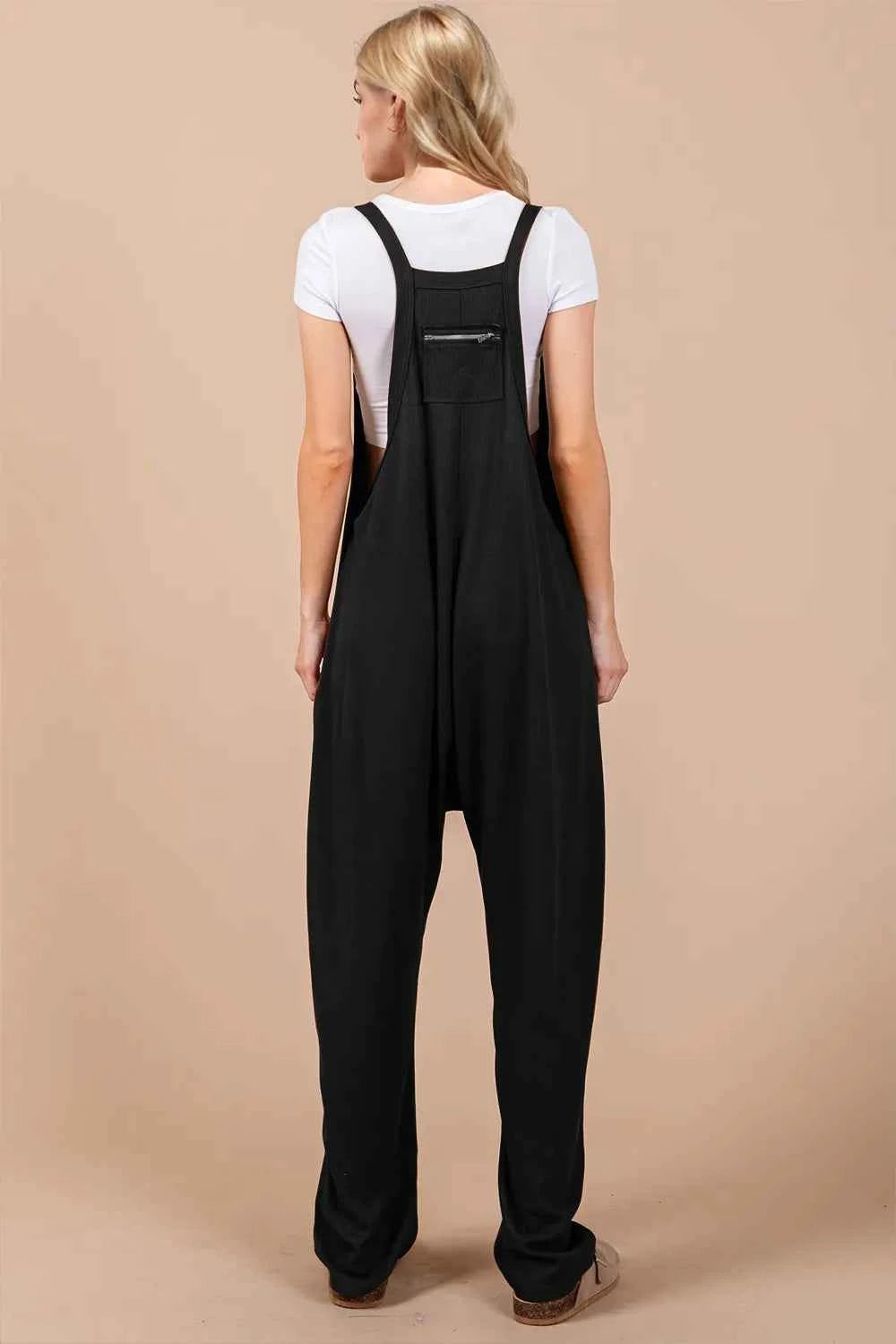 Oh Full Size V-Neck Wide Strap Overalls with Pockets