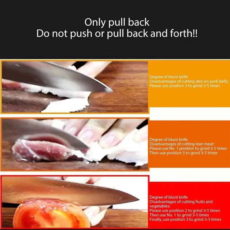 4 segment knife sharpener instructions with visual guide for optimal knife sharpening technique