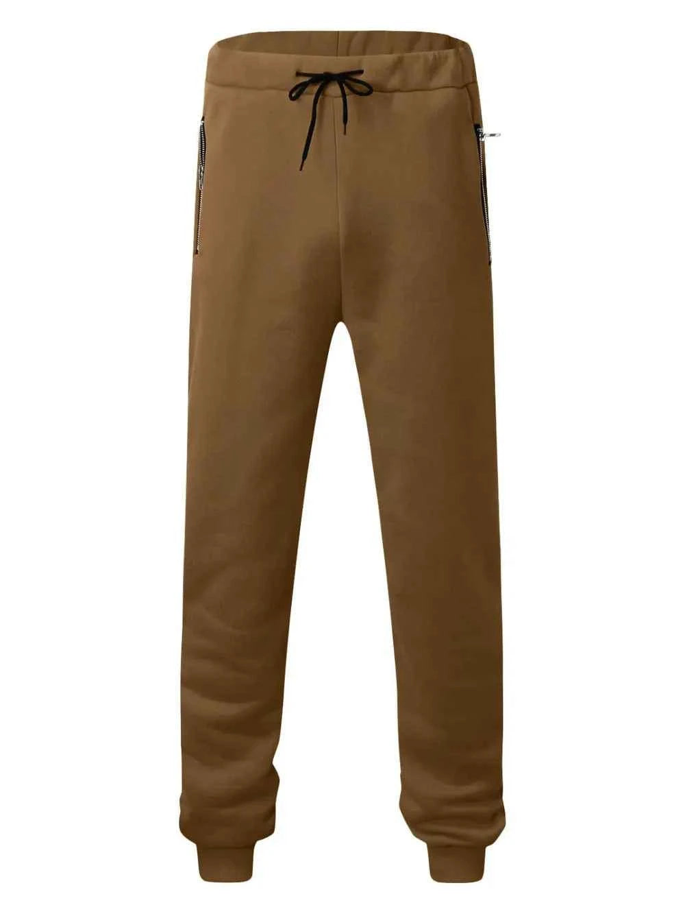 Men's Full Size Drawstring Pants with Pockets Plus Size Brown