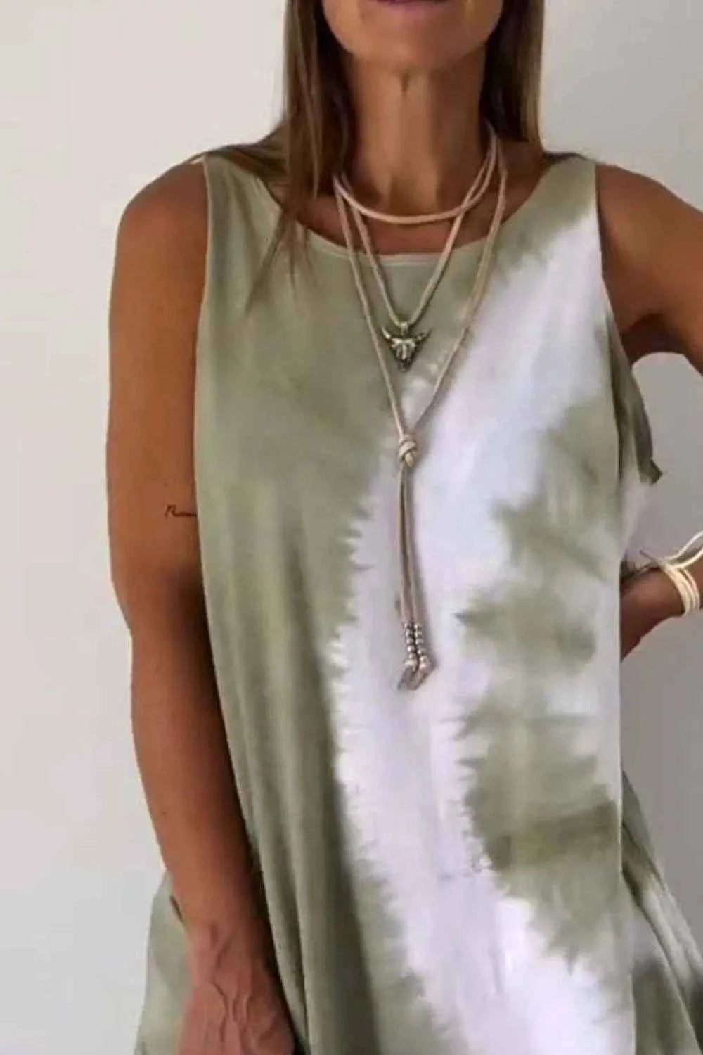 Full Size Tie-Dye Sleeveless Mini Tank Dress Plus Size