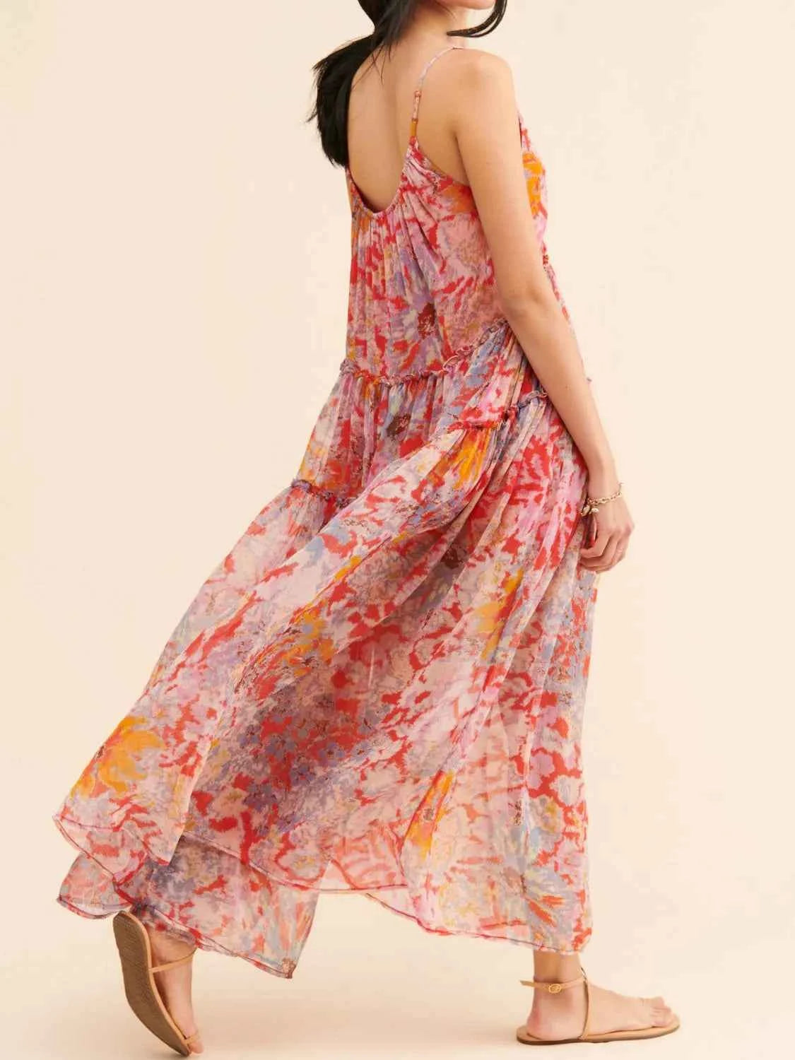Printed V-Neck Sleeveless Dress