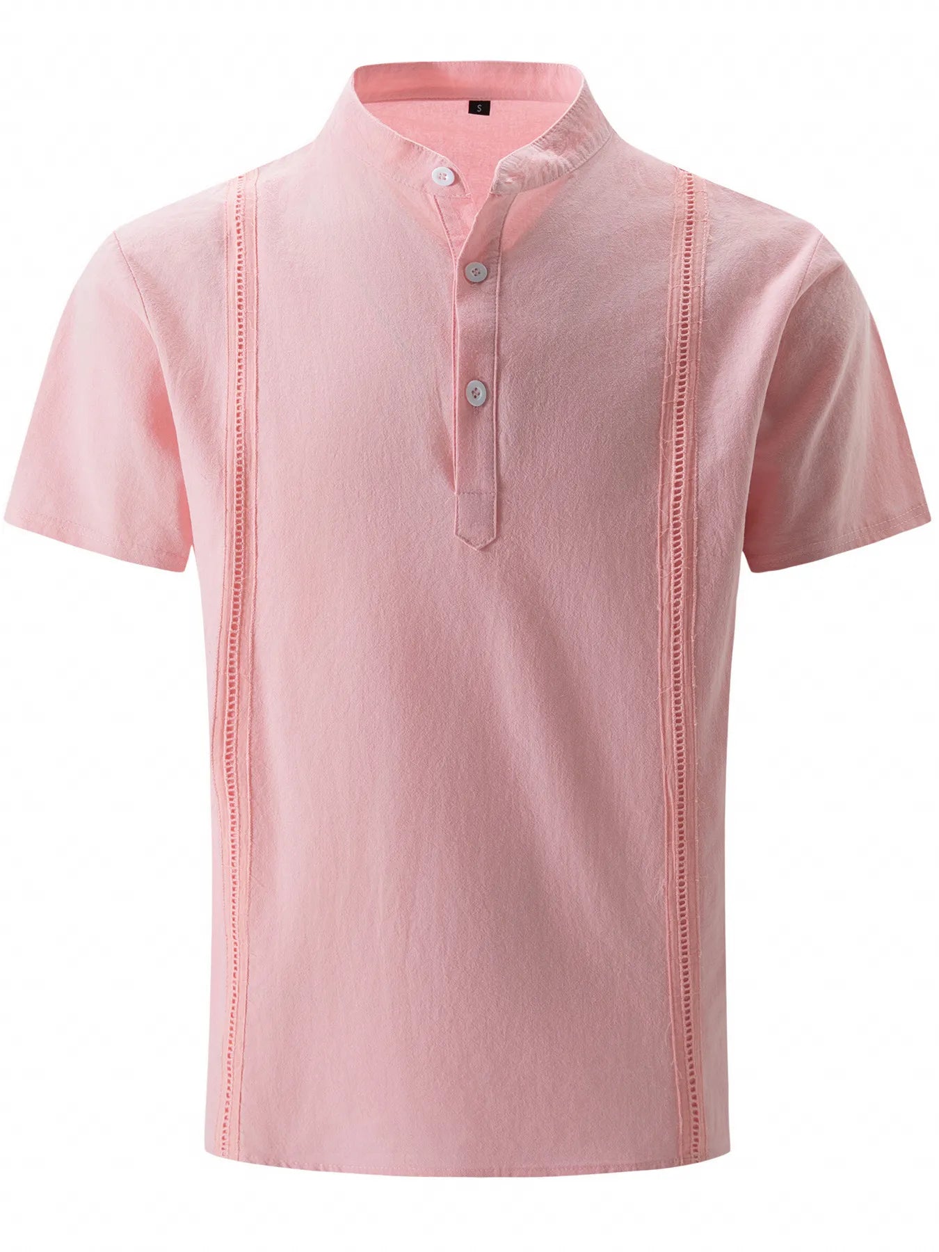 Men's Full Size Button Detail Short Sleeve Shirt Plus Size Dusty Pink 2XL