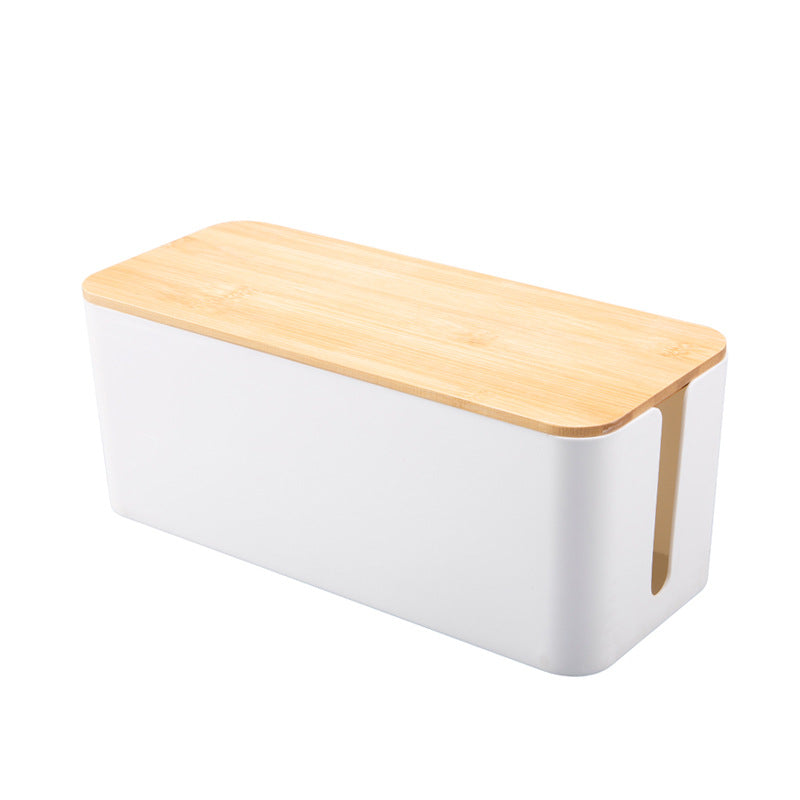 Plastic Wire Storage Box, Power Plug Board, Wire Box, Imitation Teak Pattern Cover, Junction Box, Data Wire Storage Box