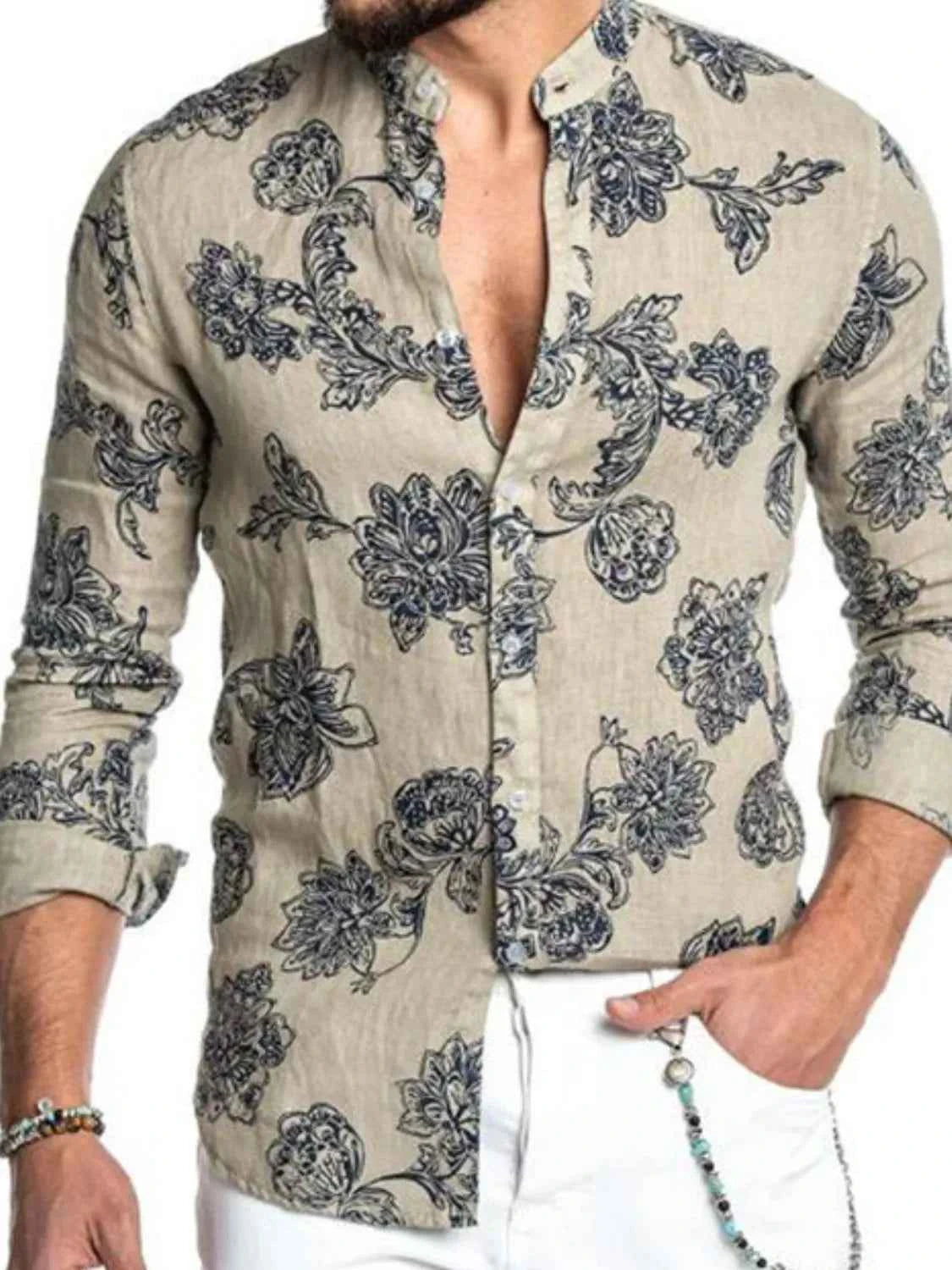 Men's Full Size Button Up Long Sleeve Shirt Plus Size