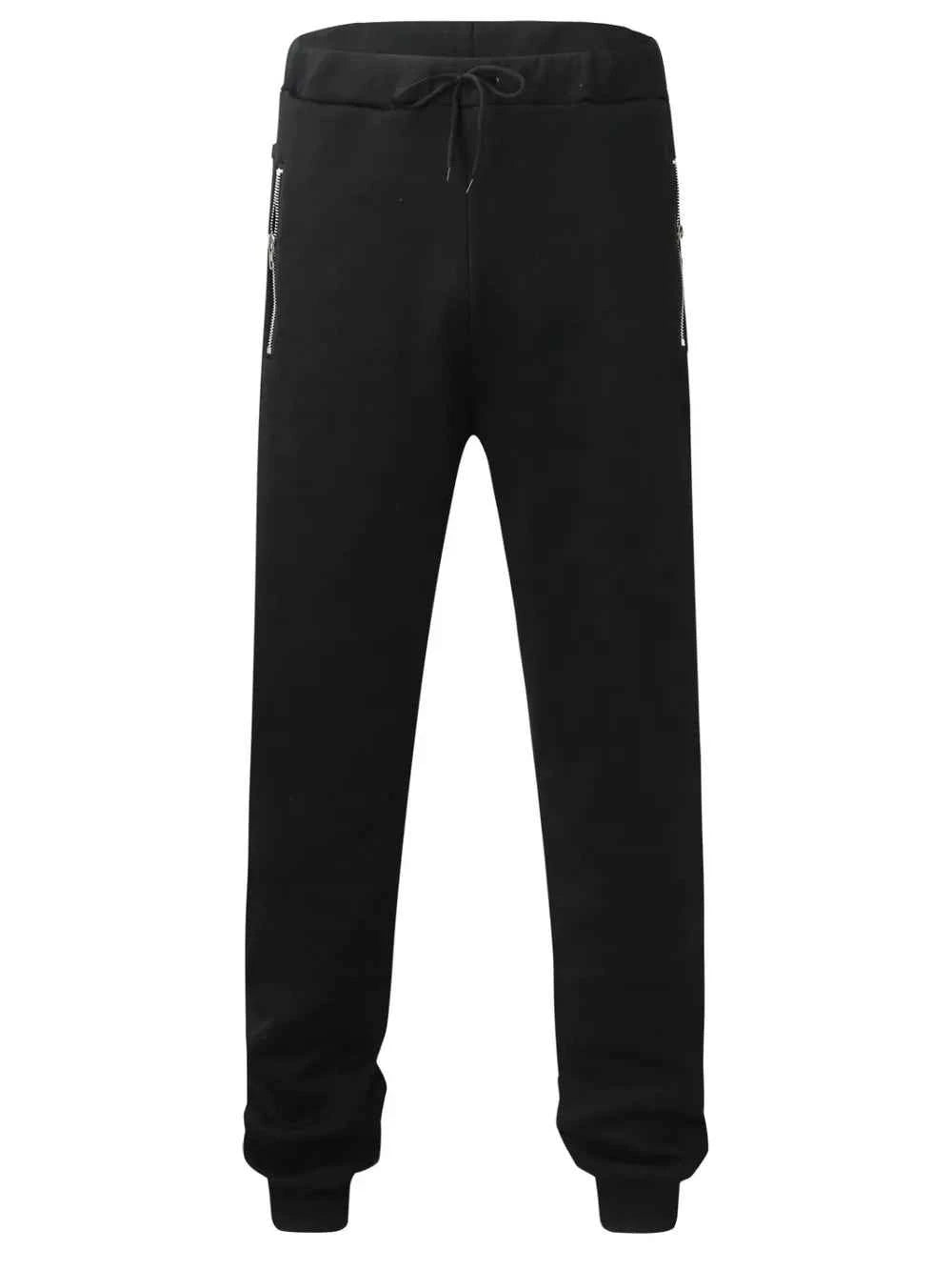 Men's Full Size Drawstring Pants with Pockets Plus Size Black