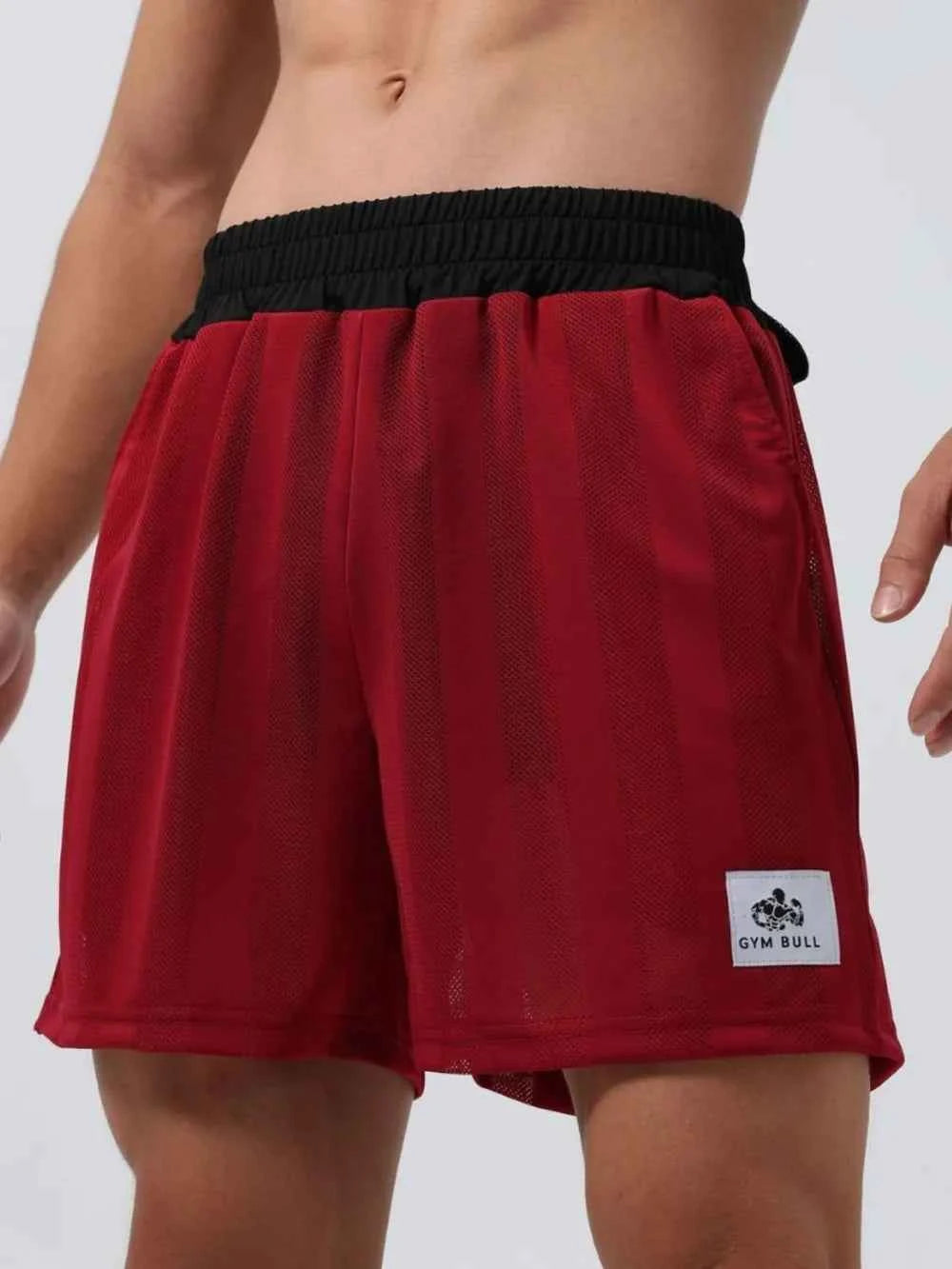 Men's Plus Size Elastic Waist Shorts Deep Red