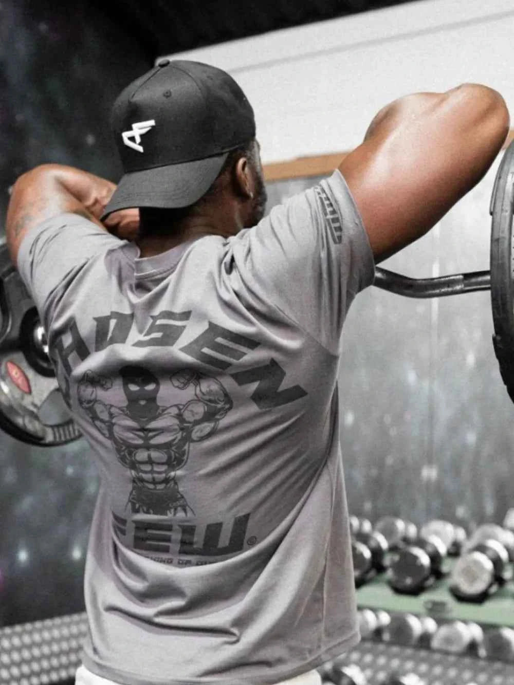 Men's Graphic Round Neck Short Sleeve T-Shirt Gray