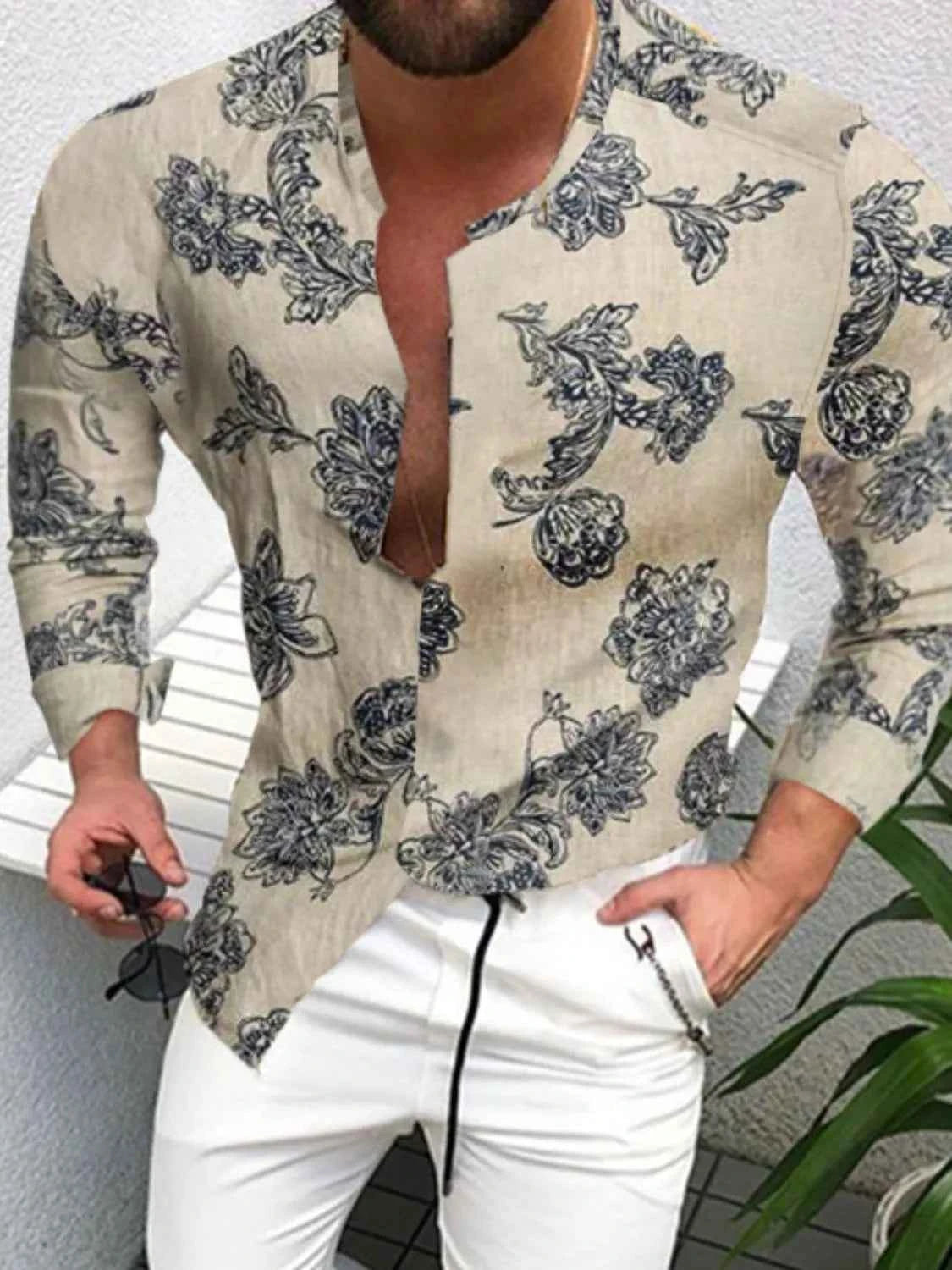 Men's Full Size Button Up Long Sleeve Shirt Plus Size