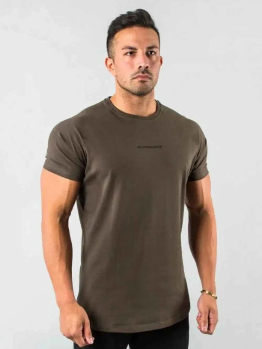 Men's Plus Size Letter Round Neck Short Sleeve T-Shirt Taupe