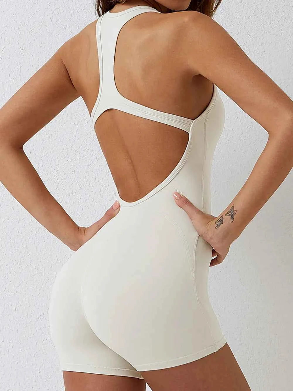 Signature Basic Bae Cutout Racerback Sleeveless Active Romper