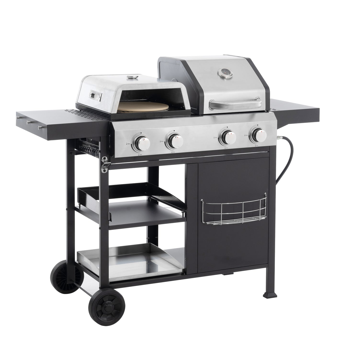 Multi Function Burner Gas Grill Barbecue Frying Pizza Covered Combination