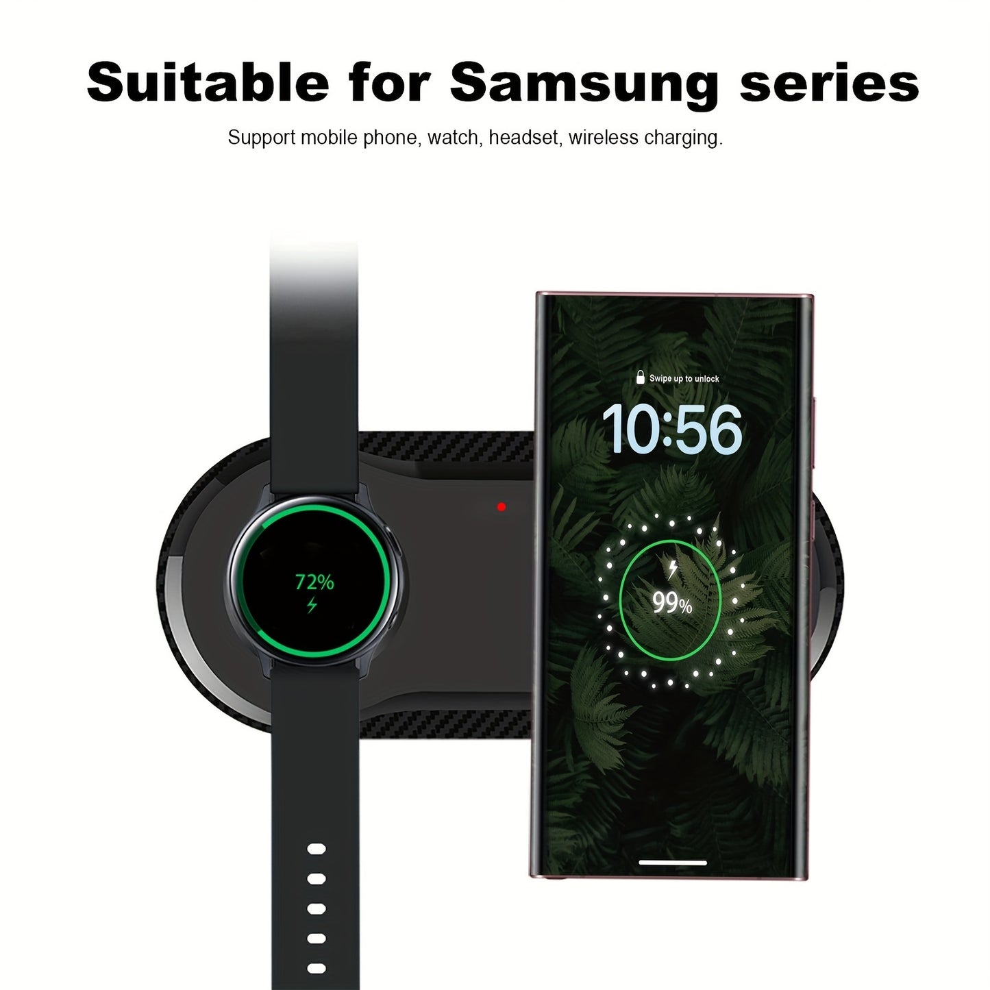 2-in-1 Fast Wireless Charger Mat - Dual Charging Pad for Galaxy Devices