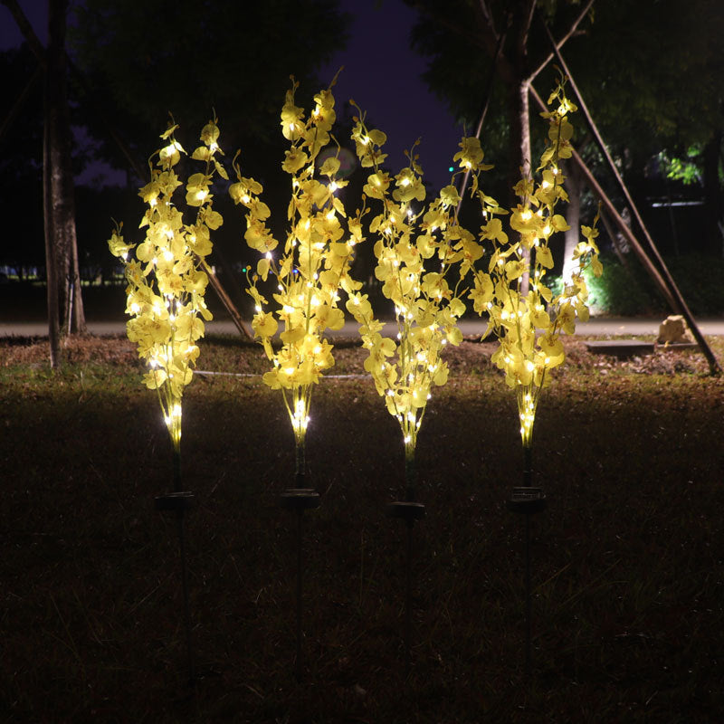 LED Solar Simulation Plant Lamp Luminous Phalaenopsis Outdoor Courtyard Lawn Decorative Ground Plug Lamp