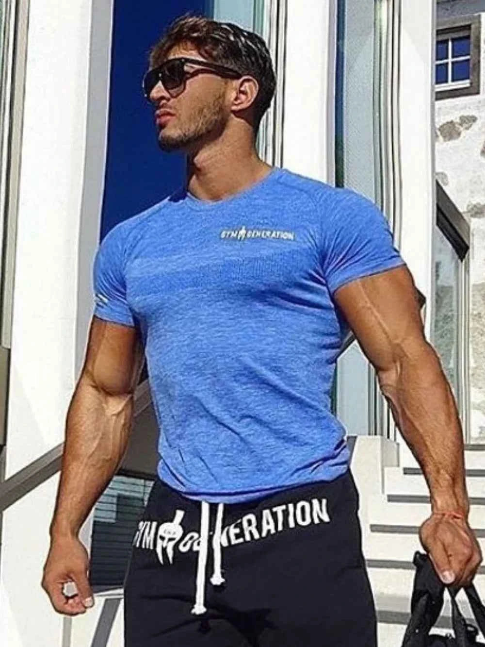 Men's Plus Size Round Neck Short Sleeve T-Shirt Blue