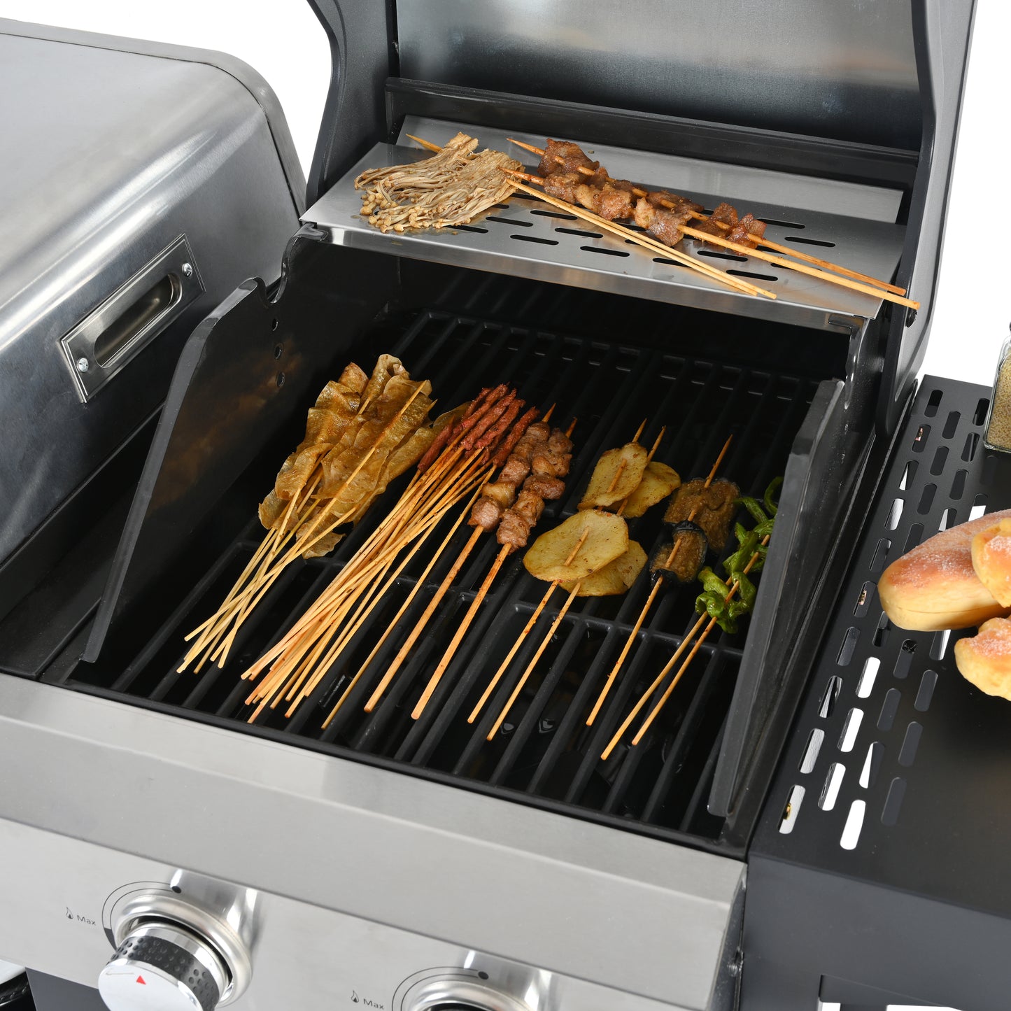 Multi Function Burner Gas Grill Barbecue Frying Pizza Covered Combination