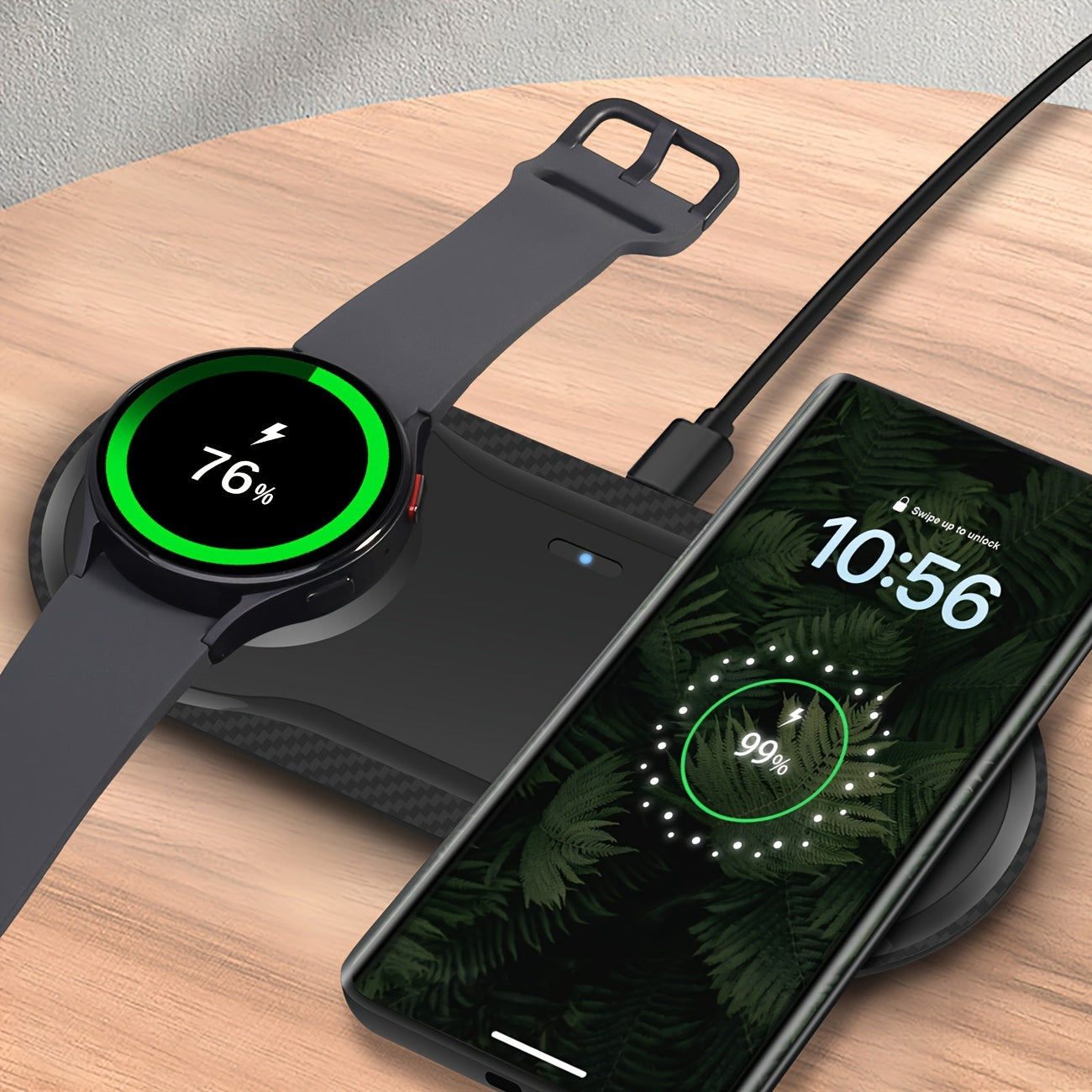 2-in-1 Fast Wireless Charger Mat - Dual Charging Pad for Galaxy Devices