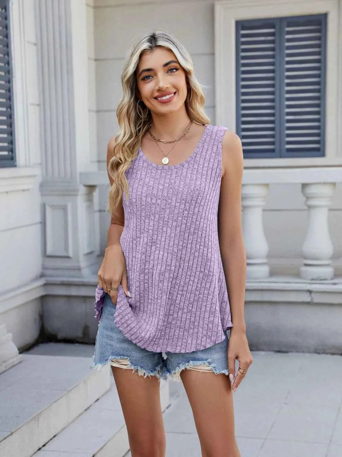 Ribbed Round Neck Tank