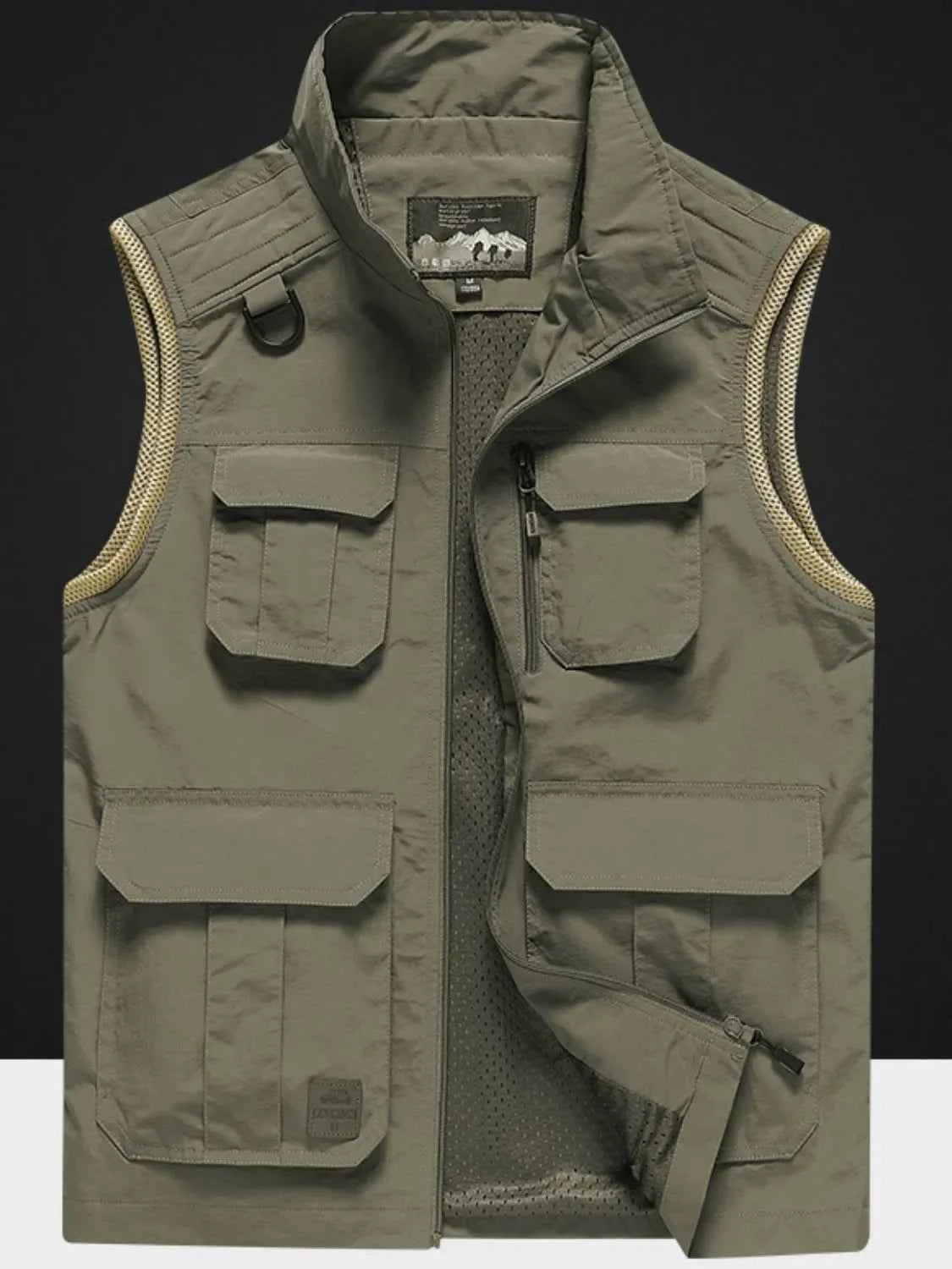 Men's Plus Size Zip Up Vest with Pockets