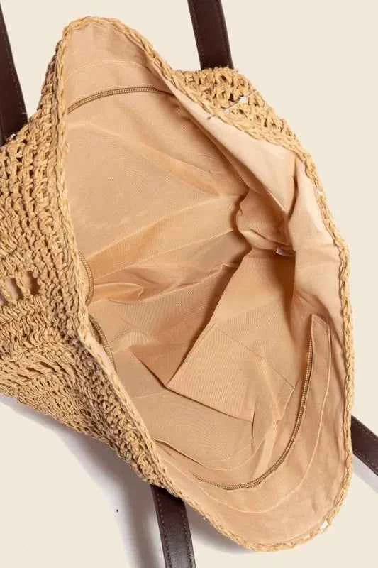 Fame Straw Braided Rounded Tote Bag