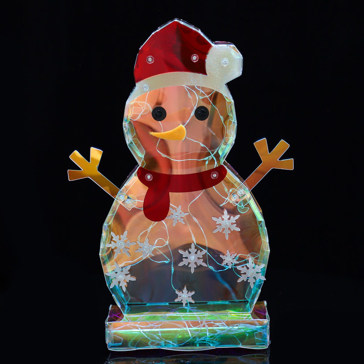 Christmas Colorful Glowing Snowman Ornament Flat Snowman Desktop Plug in Night Light