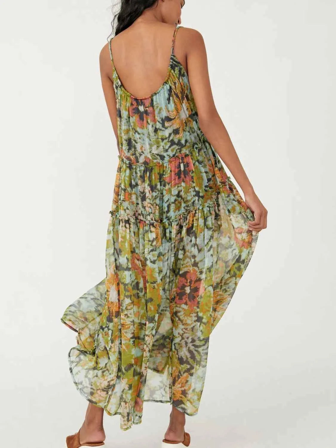 Printed V-Neck Sleeveless Dress