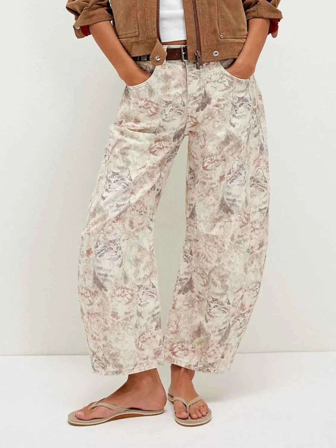 Signature Printed Wide Leg Jeans