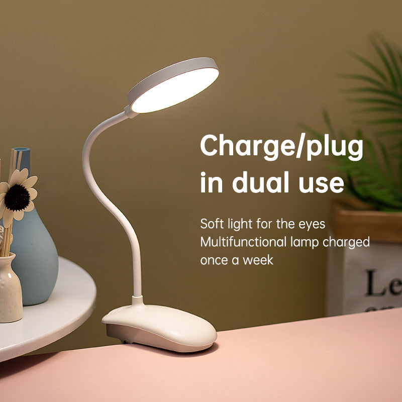 Rechargeable LED Desk Lamp - Eye Protection & Dual Purpose Clamp for Dorms & Bedrooms