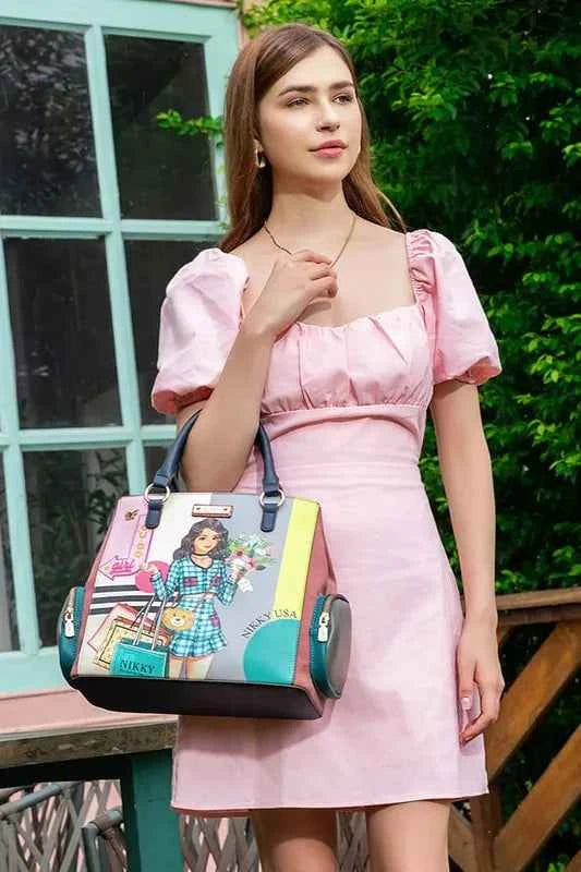 Premium Elite Nicole Lee USA Eco-Leather Handbag with Side Pockets Multicolor One Size