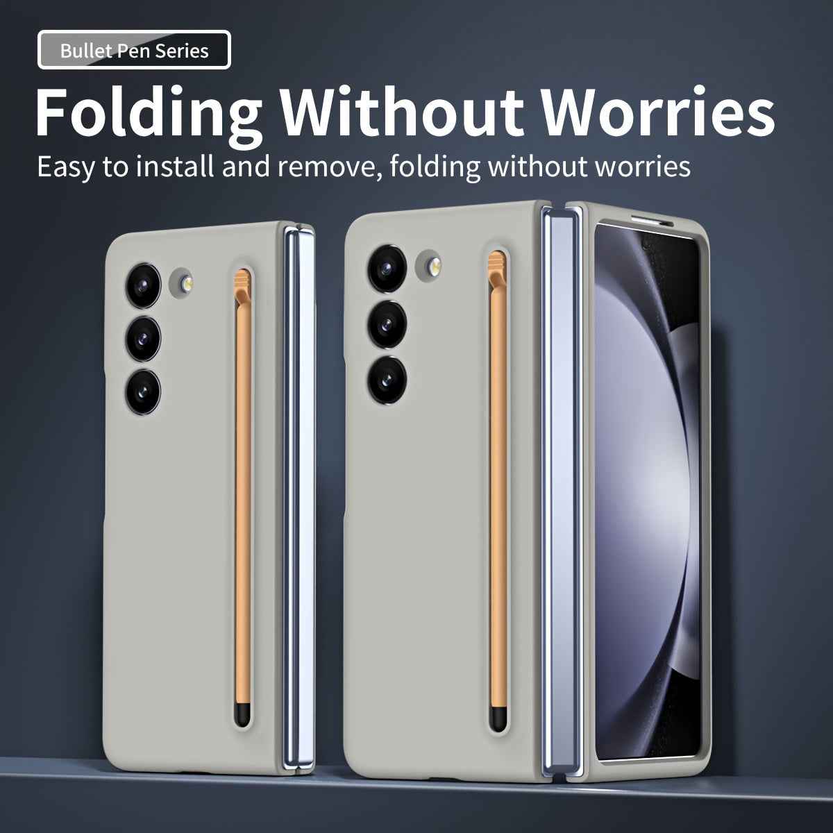 Suitable For Samsung Z Fold5 phone case with Spen Stylus Drop Proof for Samsung Galaxy Zfold 5 Slim folding case with built-in pen slot with stylus