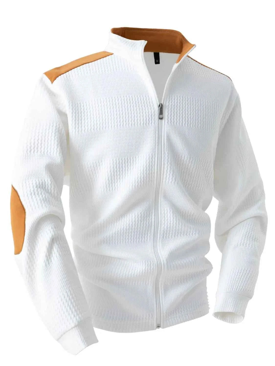 Signature Men's Full Size Zip Up Long Sleeve Top Plus Size White S