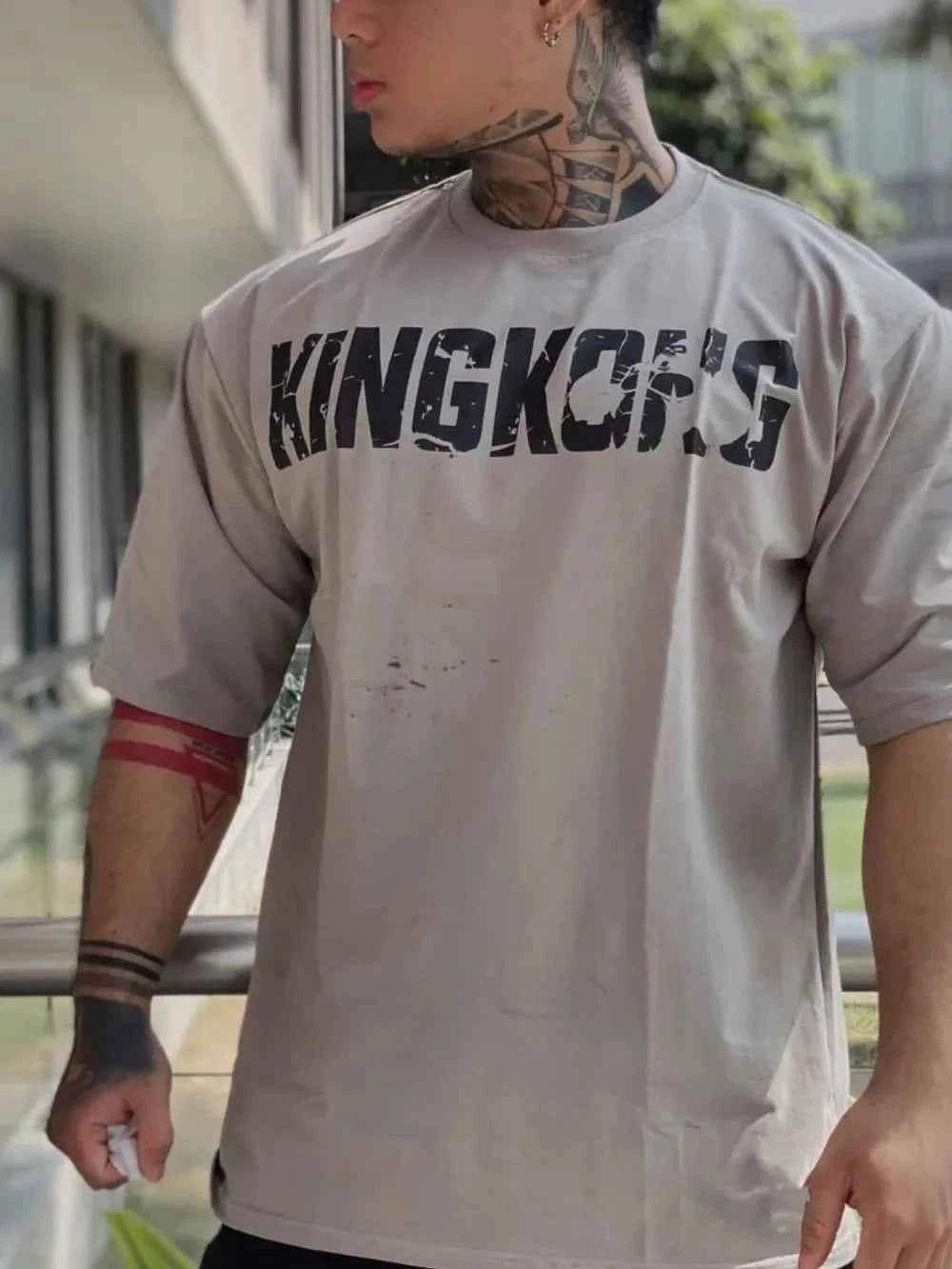 Men's Plus Size Round Neck Half Sleeve T-Shirt Gray