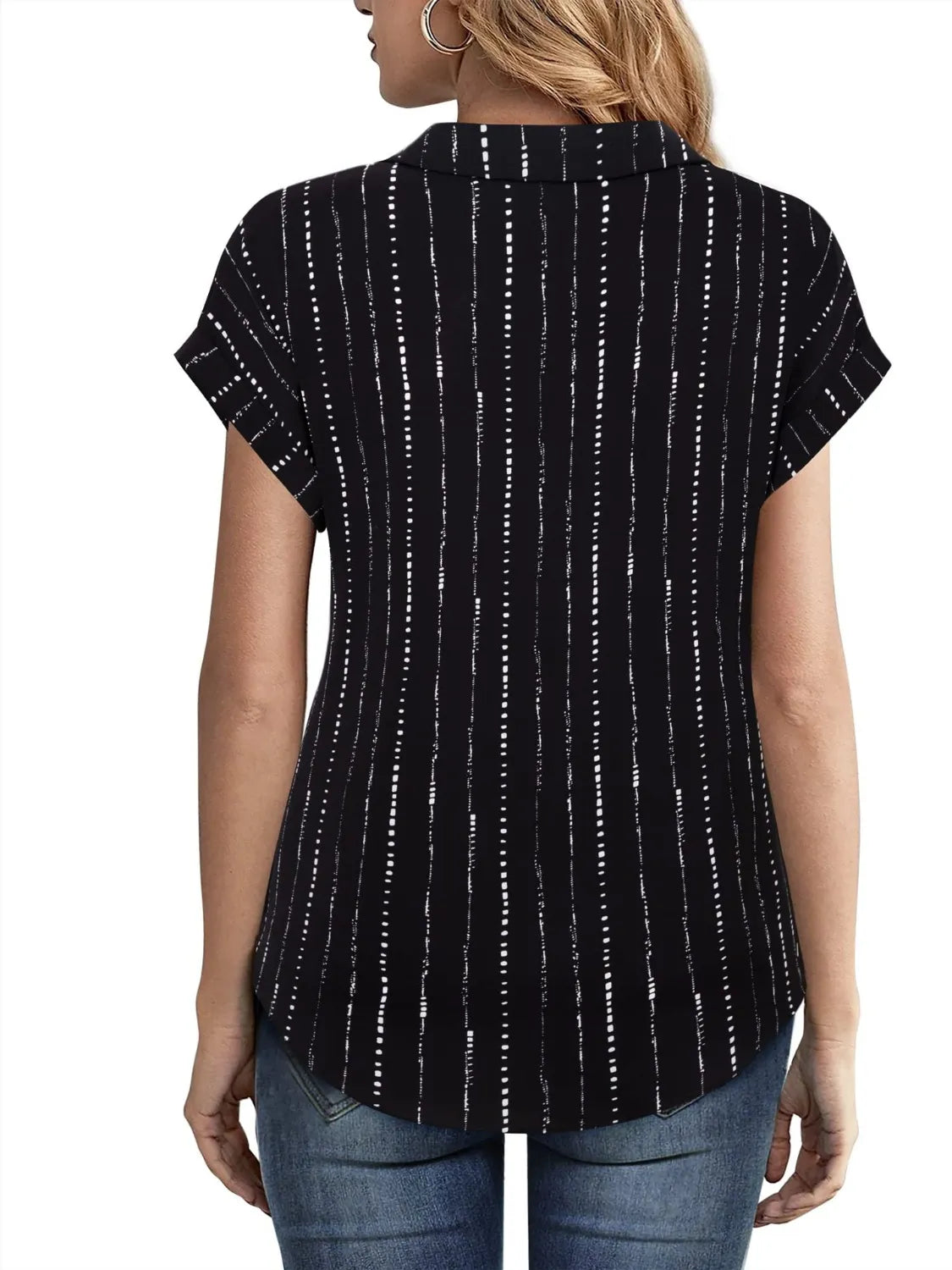 Collared Neck Short Sleeve Blouse