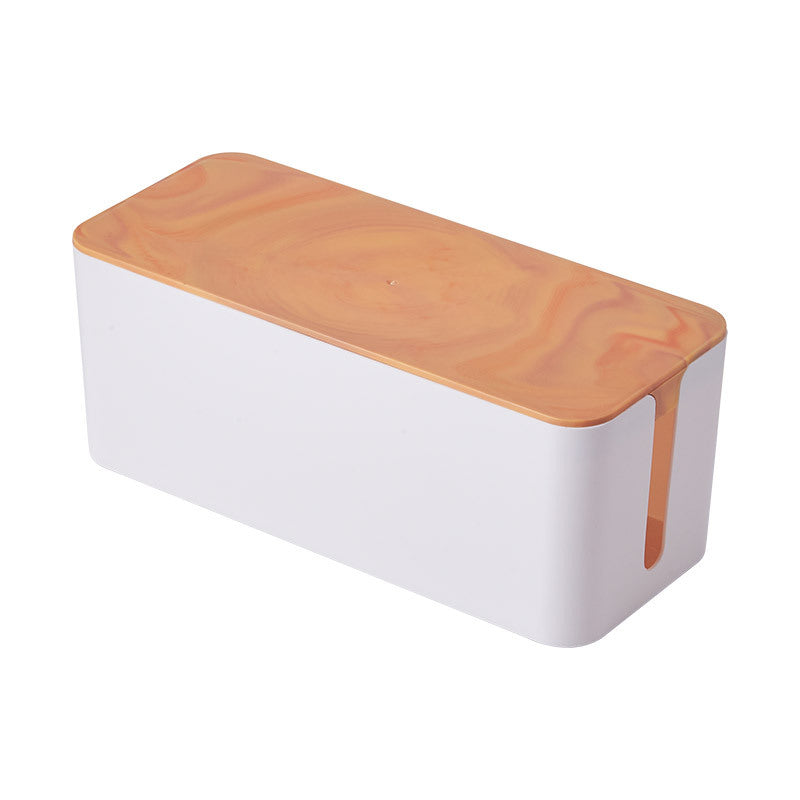Plastic Wire Storage Box, Power Plug Board, Wire Box, Imitation Teak Pattern Cover, Junction Box, Data Wire Storage Box