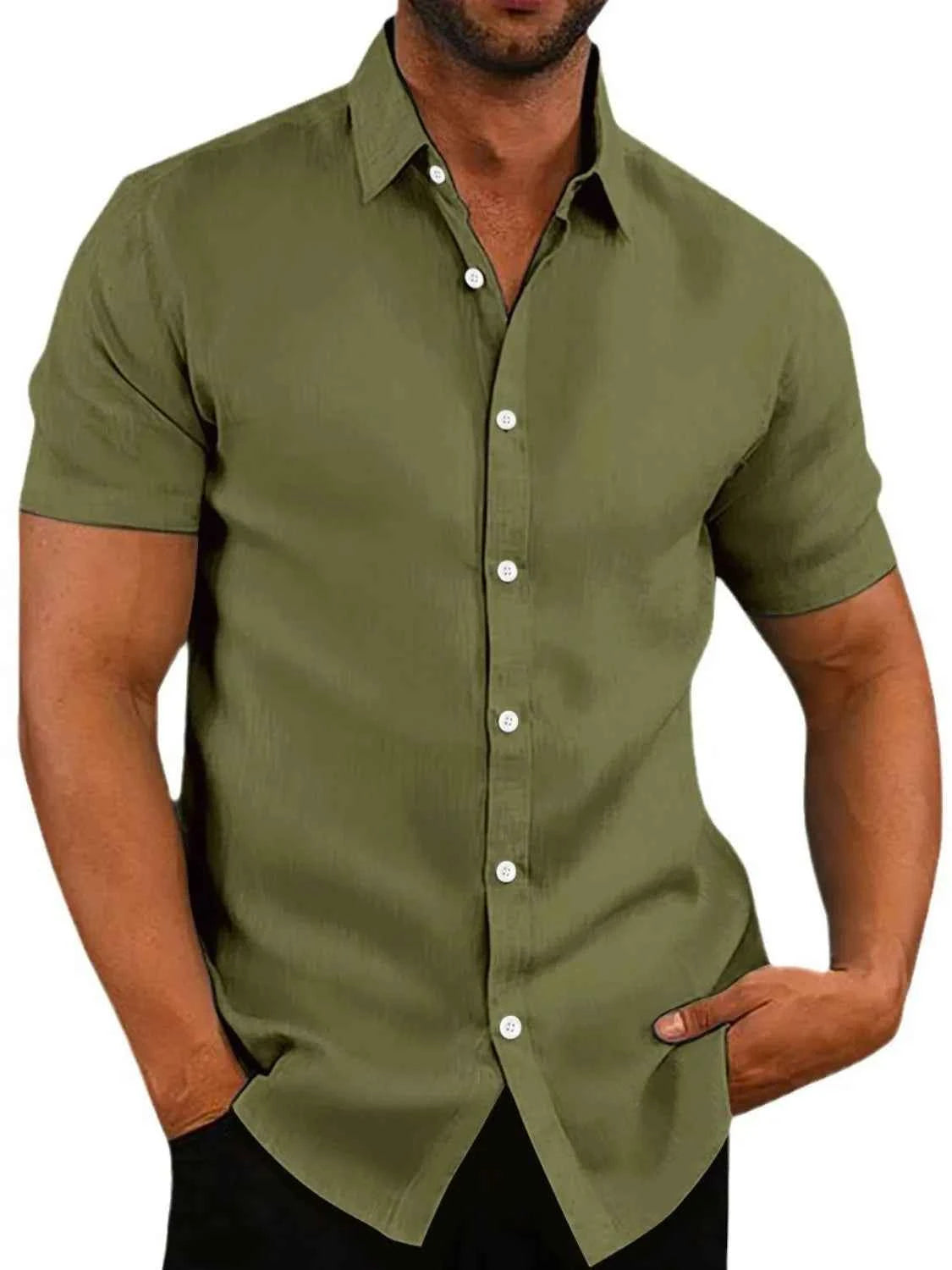 Men's Full Size Button Up Short Sleeve Shirt Plus Size
