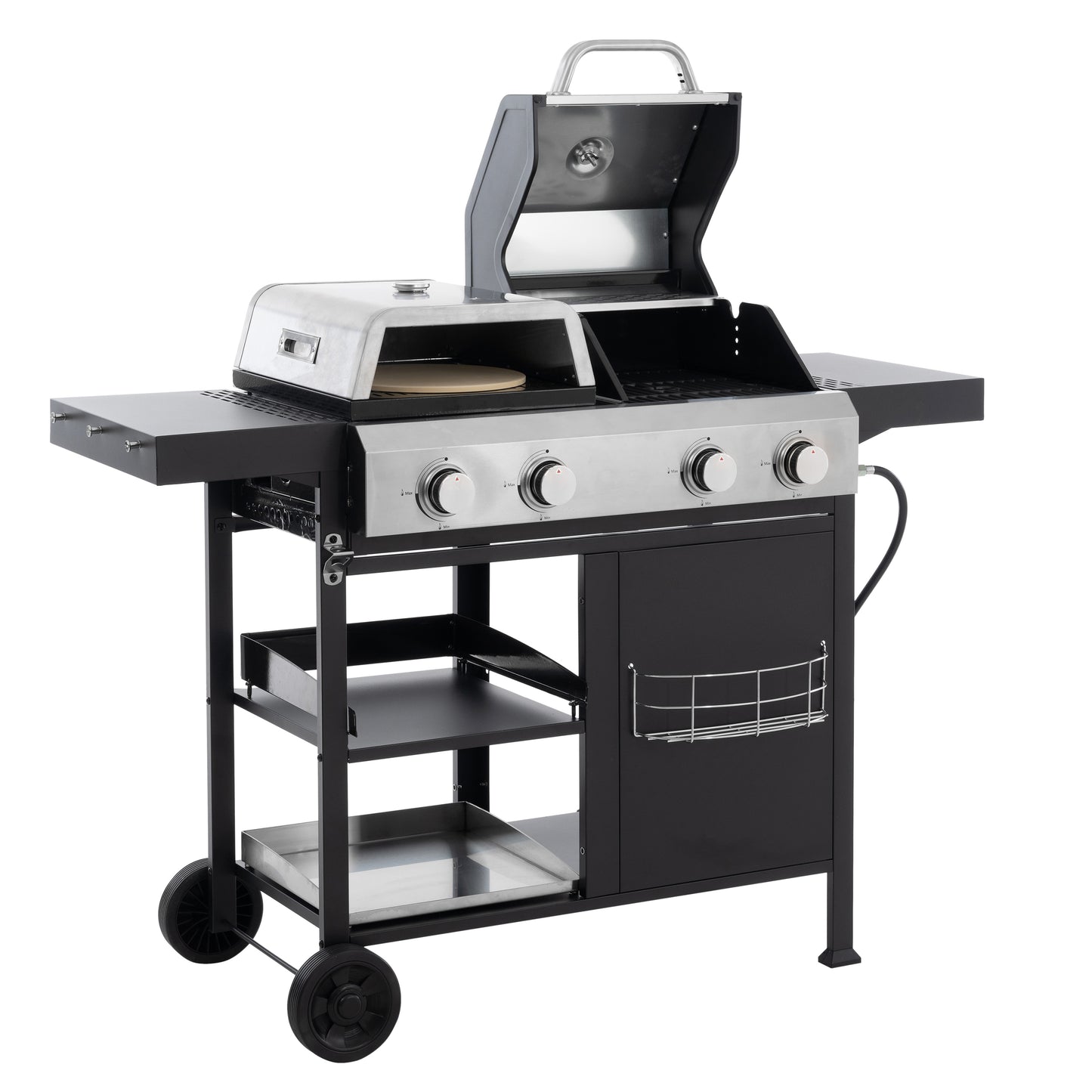 Multi Function Burner Gas Grill Barbecue Frying Pizza Covered Combination
